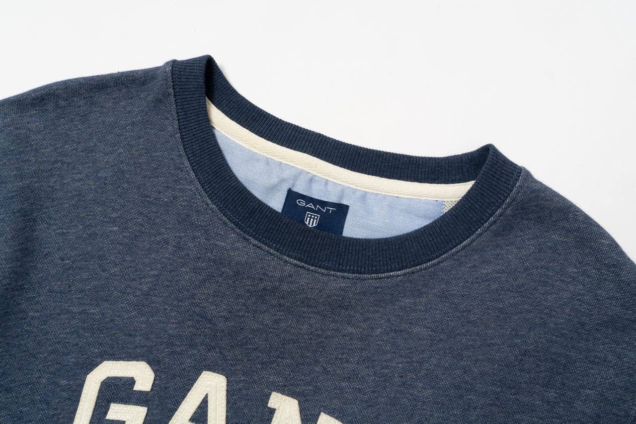 Gant 🔵 GANT Logo Blue Cotton Classic Crew Neck Sweatshirt Size US M / EU 48-50 / 2 - 8 Thumbnail