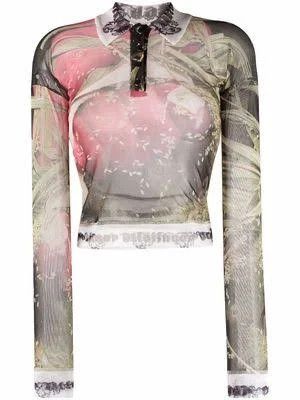 image of Ottolinger O1Mle0524 Mesh Polo Shirt In Multicolor, Women's (Size XS)