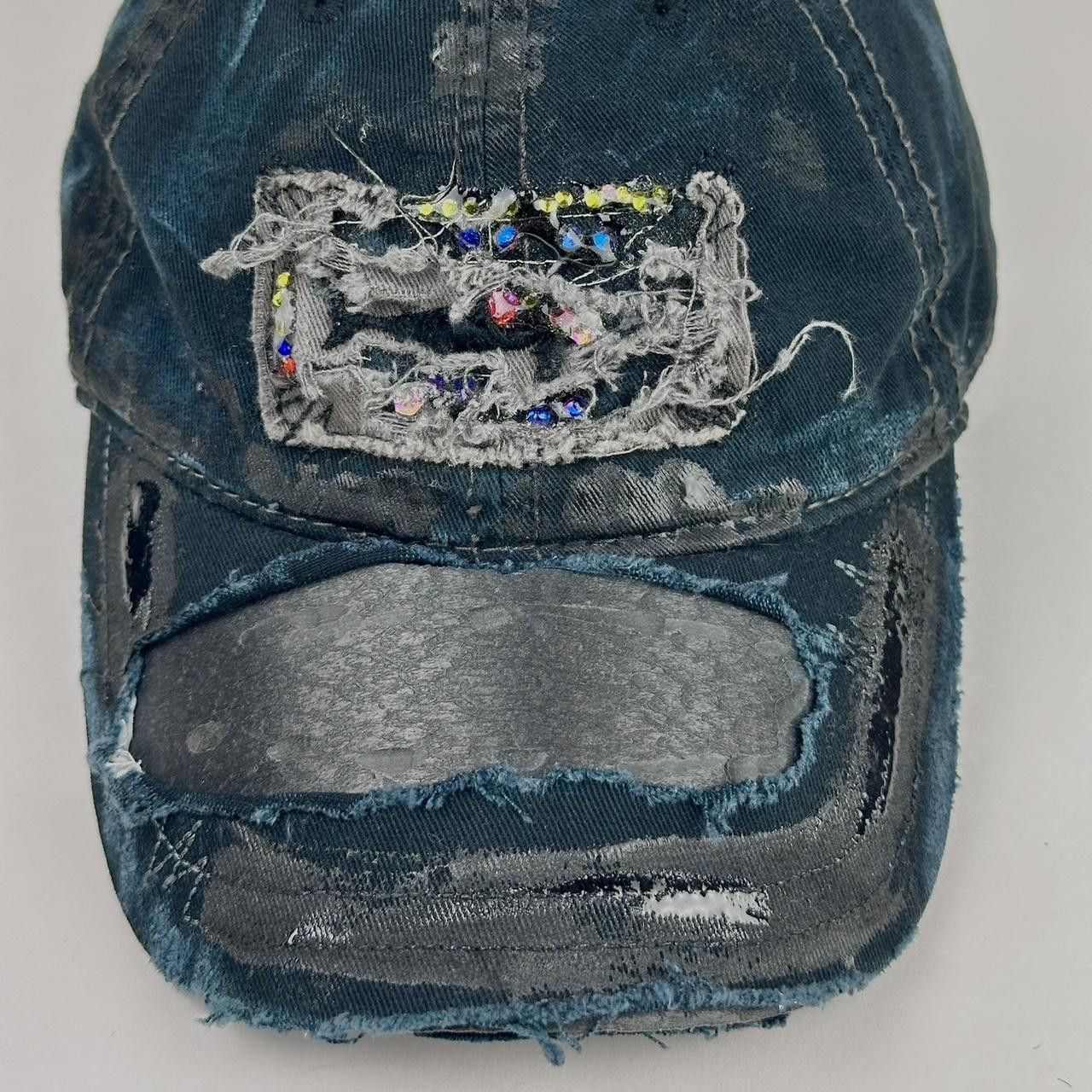 Vintage ASTROBOI* New York Aquarium Navy Distressed Rhinestone Hat Size ONE SIZE - 2 Thumbnail