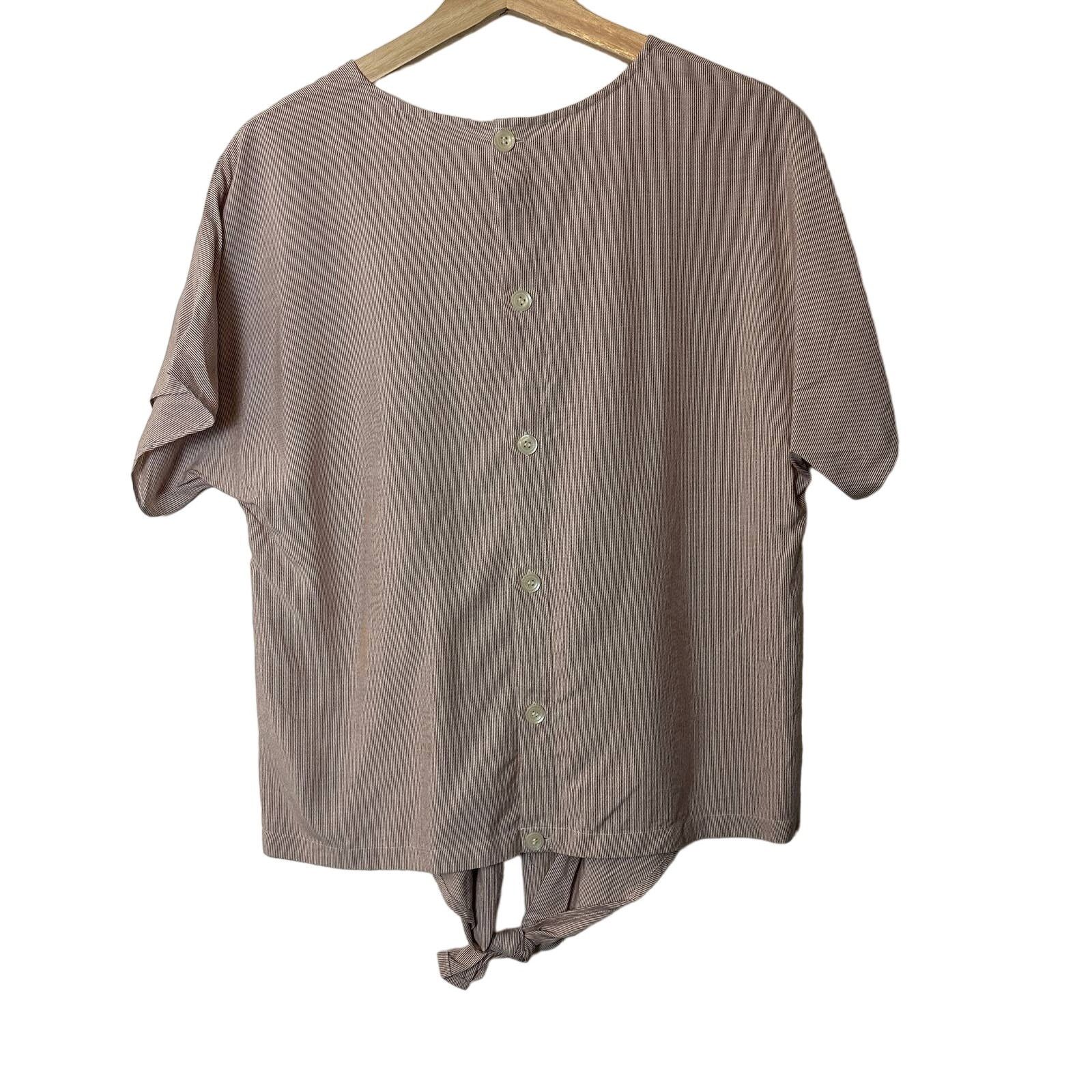 Madewell Madewell Button Back Tie Front Stripe Top Shirt M Size M / US 6-8 / IT 42-44 - 2 Thumbnail