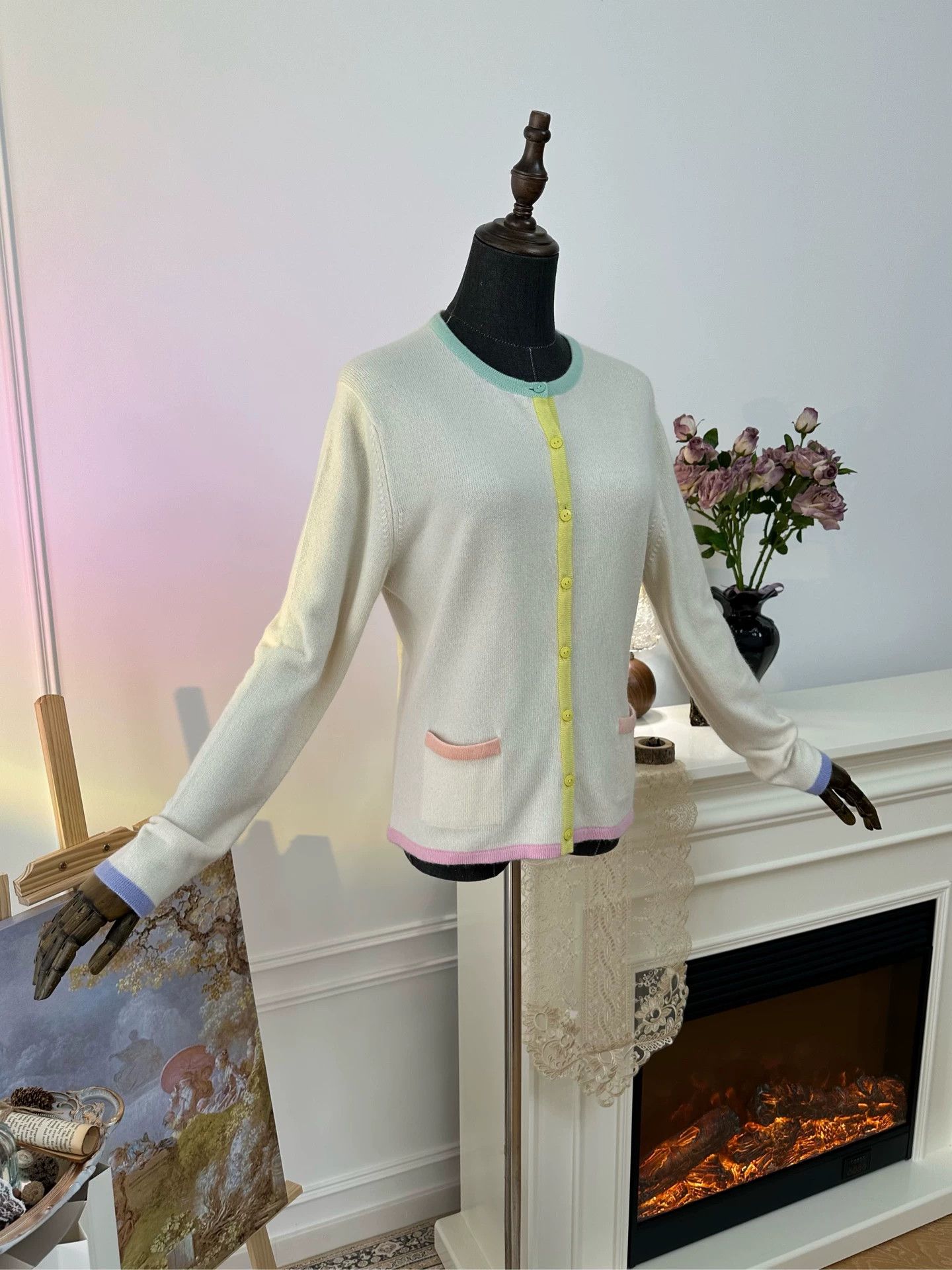 Chanel Chanel macaron cashmere knit cardigan women's colorful Size M / US 6-8 / IT 42-44 - 2 Thumbnail
