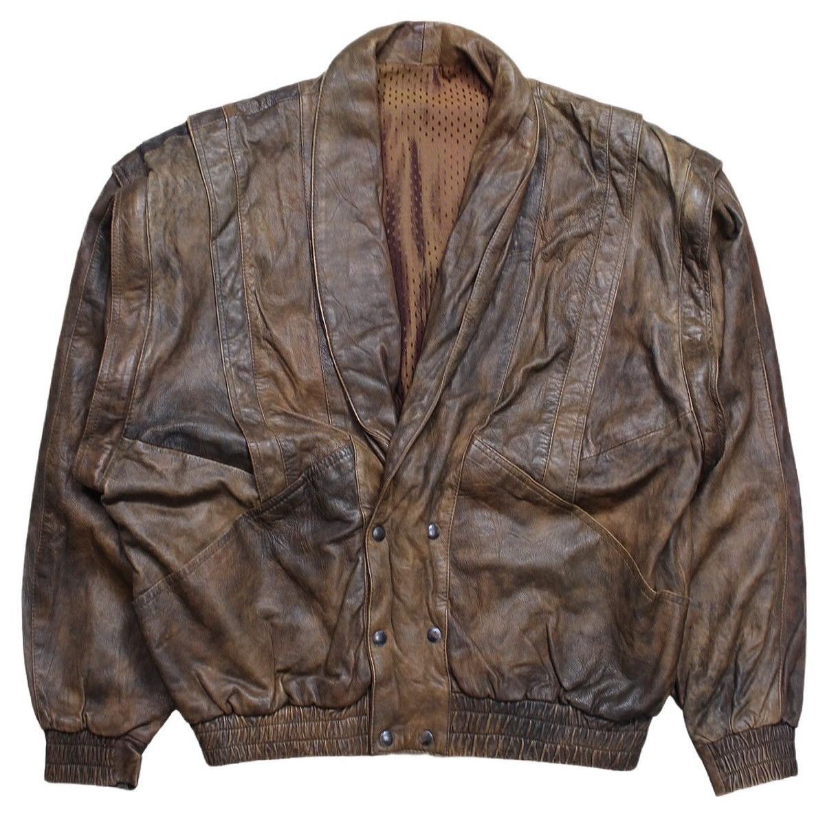 image of Verra Pelle Leather Shawl Collar Jacket in Brown, Men's (Size 2XL)