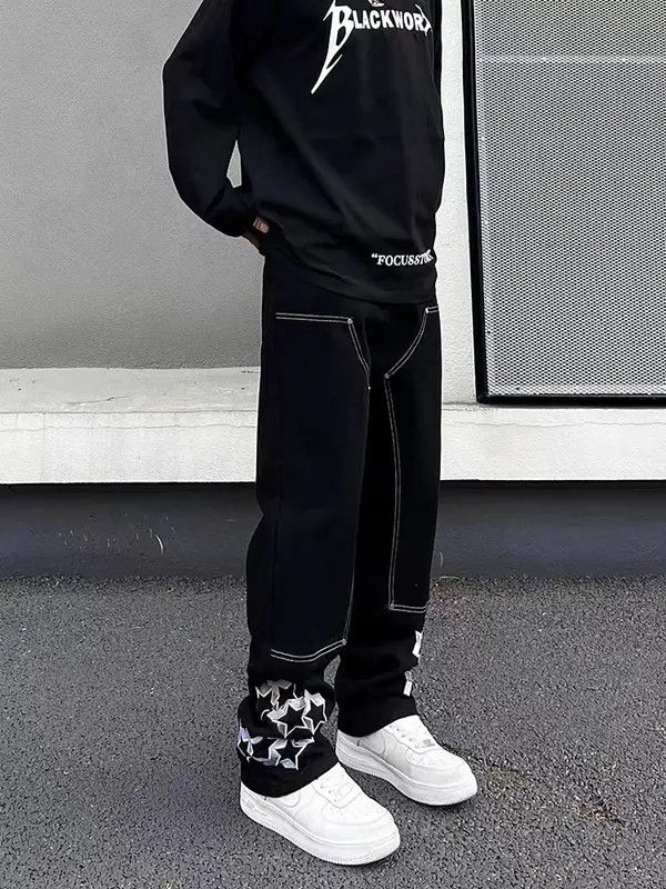 VIBE Vintage Star Embroidered Street Hip-Hop Jeans Size US 32 / EU 48 - 1 Thumbnail