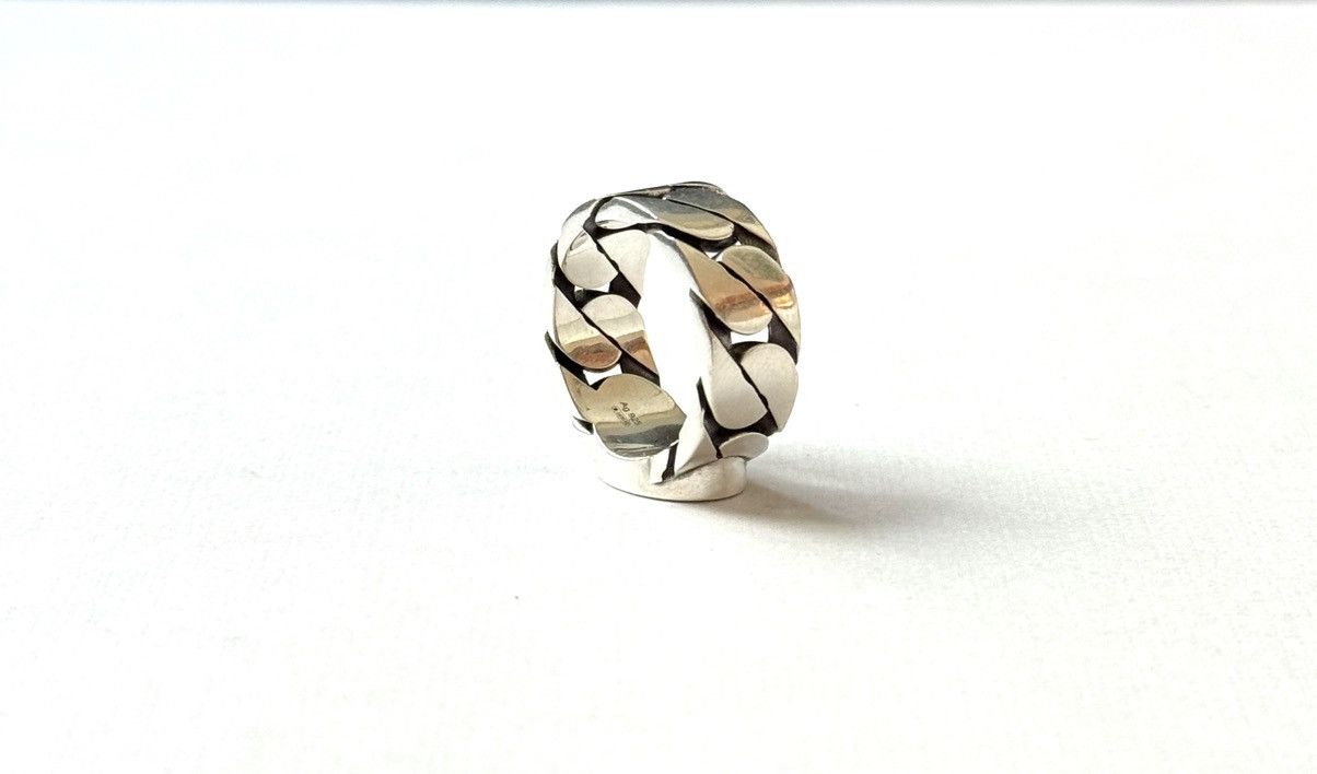 Gucci Gucci .925 Silver Thick Chain Ring Blue Size ONE SIZE - 6 Thumbnail
