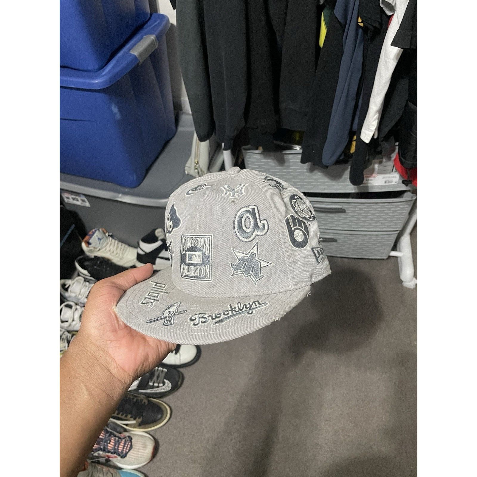 New Era Size 7 3/4- New Era 59Fifty Cooperstown Team Logos Gray Cap Size ONE SIZE - 2 Thumbnail