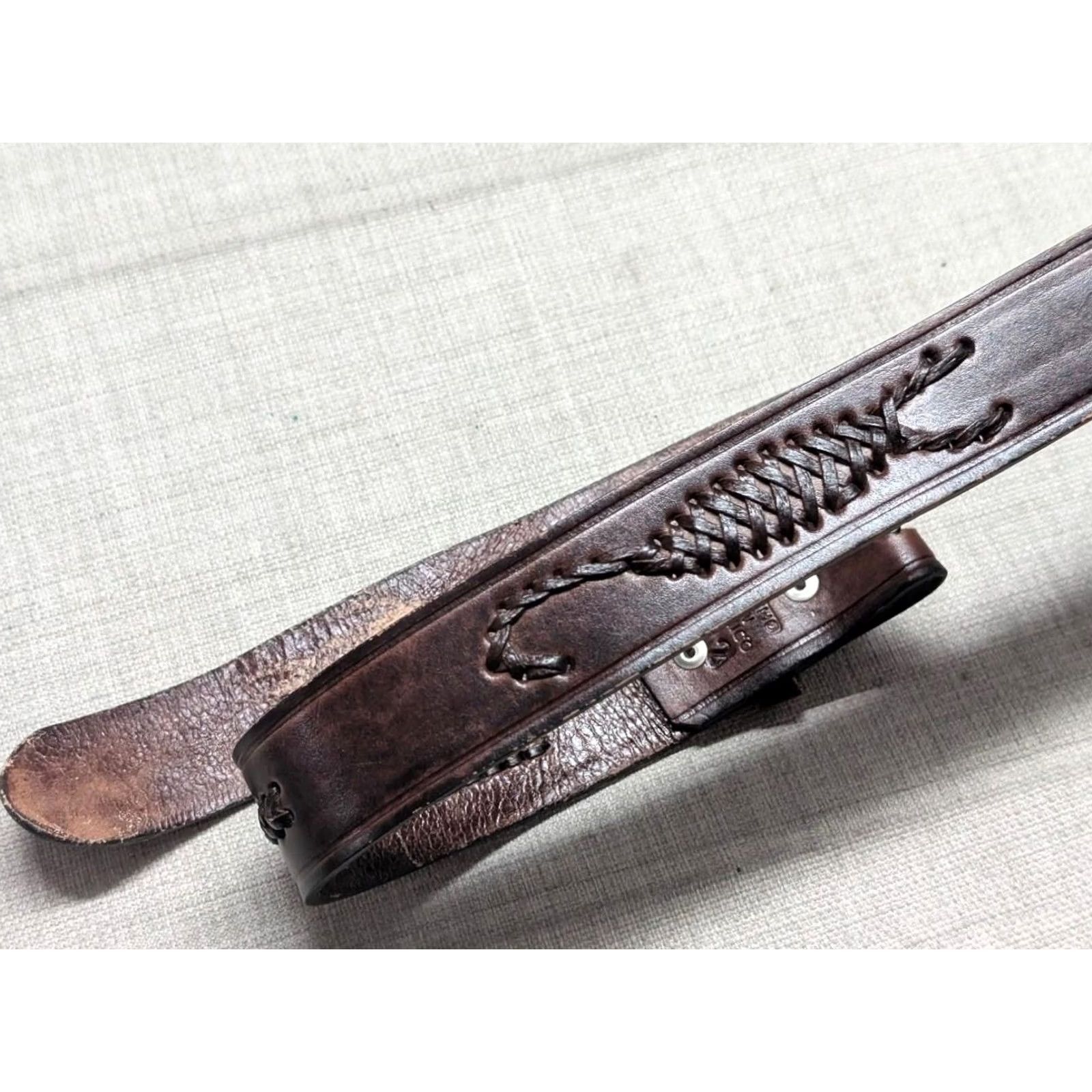 Vintage VINTAGE WESTERN Belt 42 brown BRAIDED leather SCORPION handcrafted buckle tooled Mens Size 42 - 2 Thumbnail