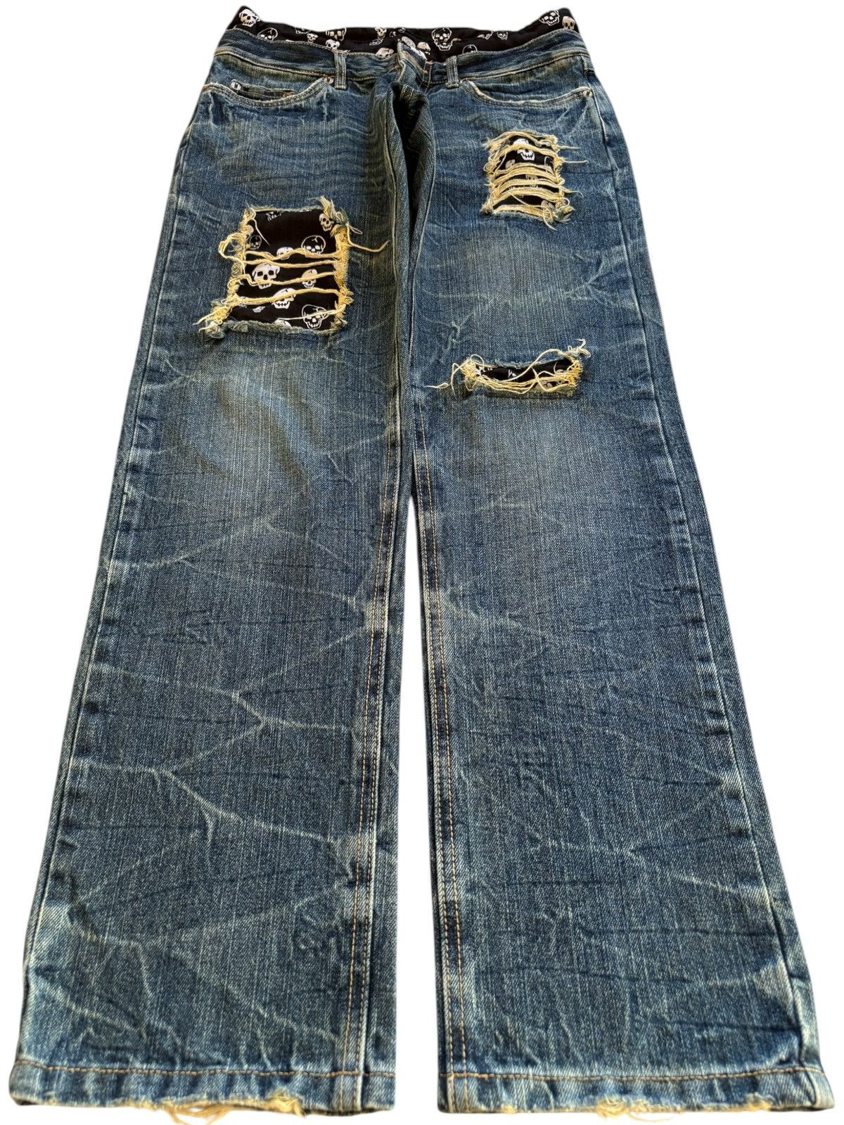 Japanese Brand × Seditionaries Vintage Japanese Brand Patches Skull Ripped Jeans Size US 30 / EU 46 - 1 Thumbnail