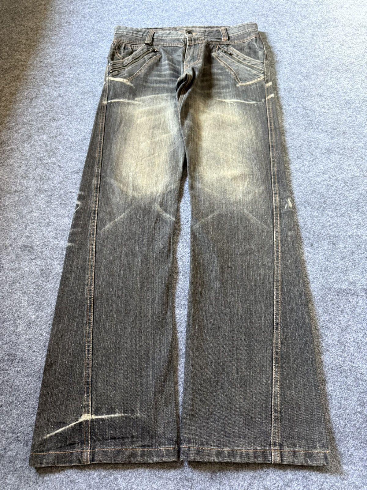 If Six Was Nine Double Focus Japan Asymmetrical Double Waist Flared Jeans Size US 30 / EU 46 - 1 Thumbnail