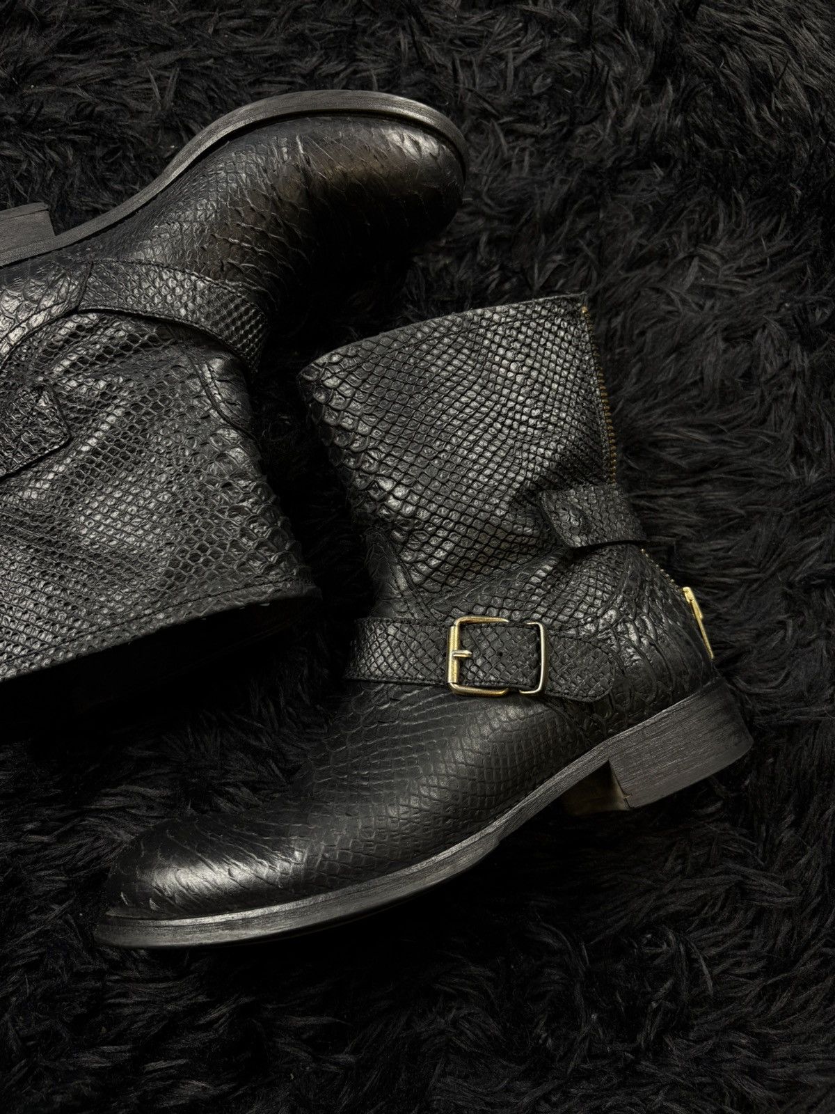 Other Rick Owens Style Archive Python Snake Skin Leather Boots Size US 7 / EU 40 - 2 Thumbnail