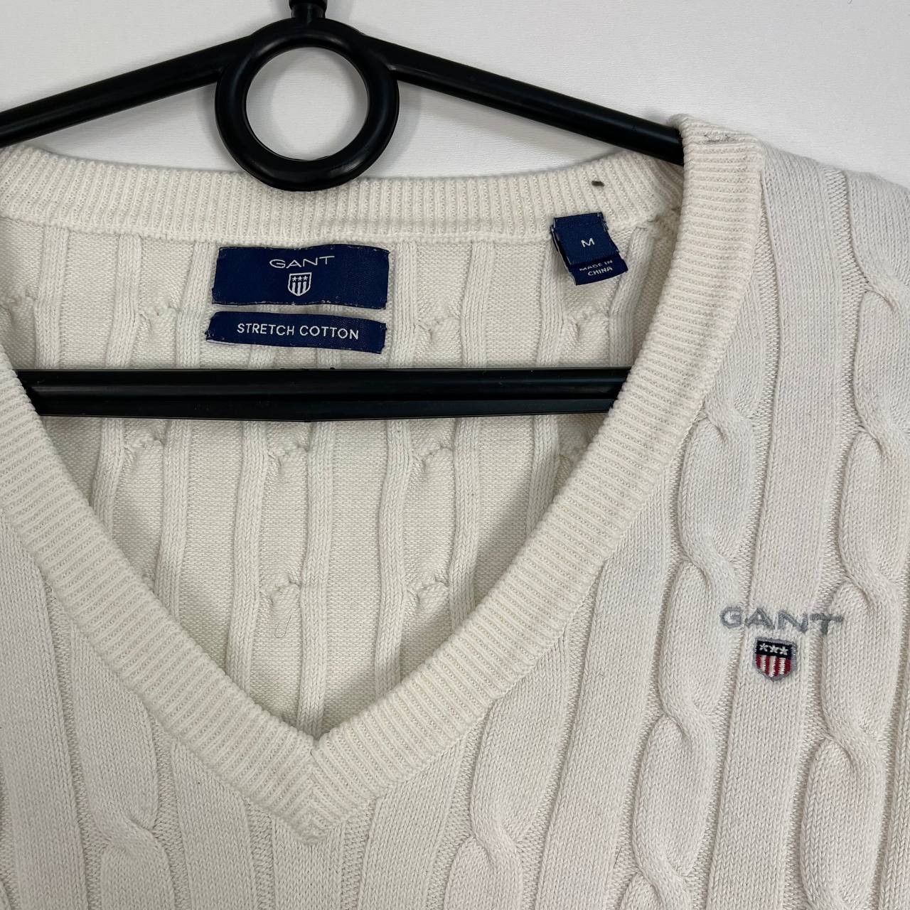 Gant Gant Cable Knit V Neck Sweater Cream Mens Size M Size US M / EU 48-50 / 2 - 3 Thumbnail