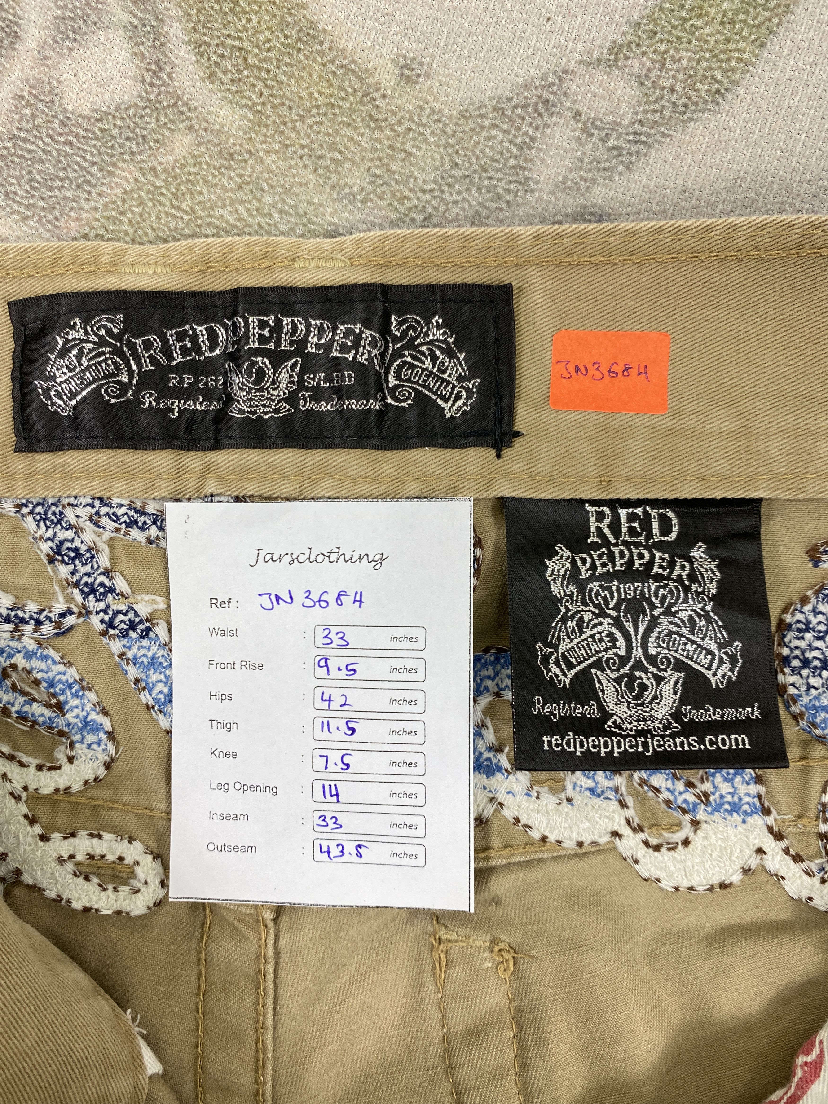 Japanese Brand Distressed Khaki Vintage RedPepper Jeans 33x33 Denim- JN3684 Size US 33 - 8 Thumbnail