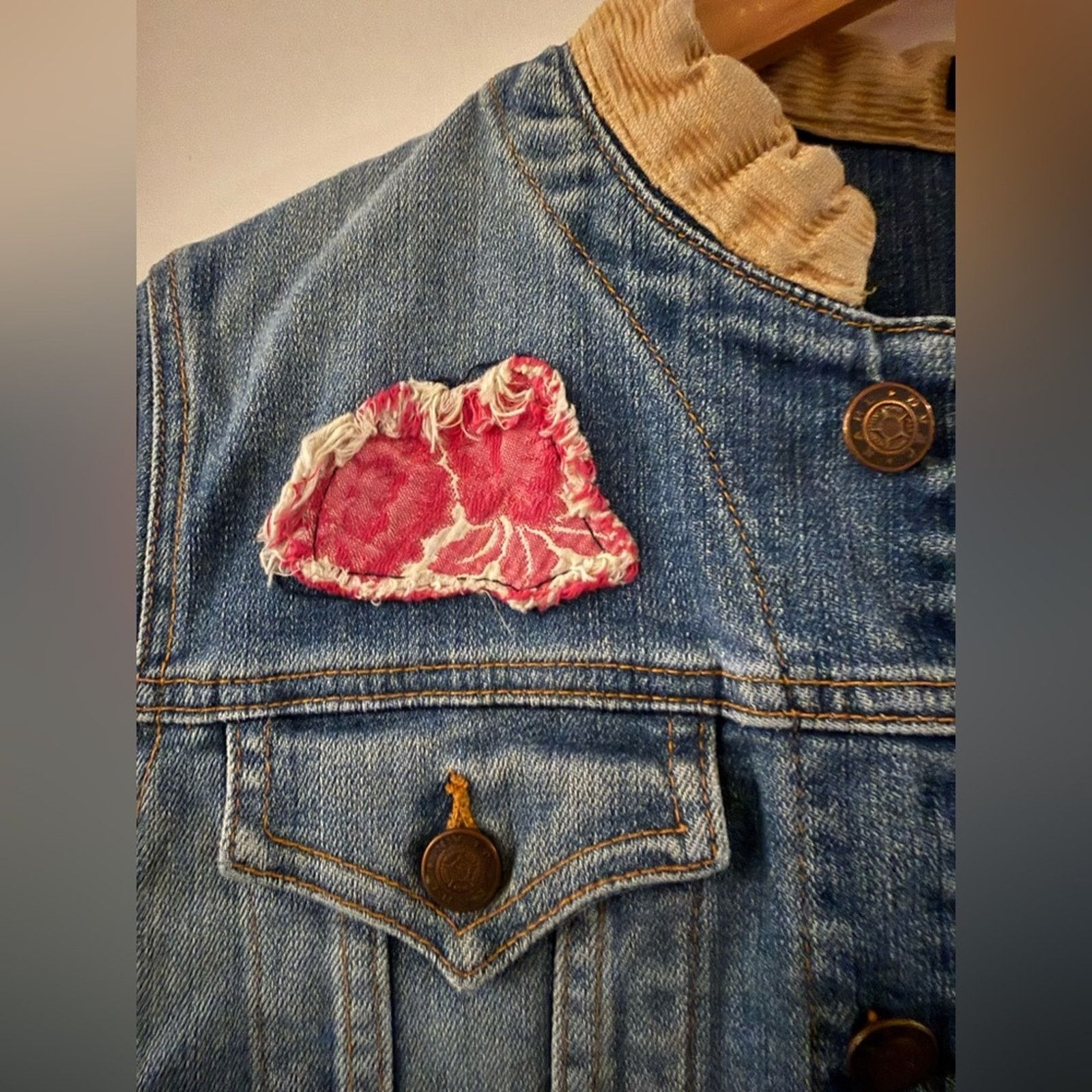 Vintage Earl Jean Crop Denim Jacket Western Americana Patchwork Y2K Size M / US 6-8 / IT 42-44 - 4 Thumbnail