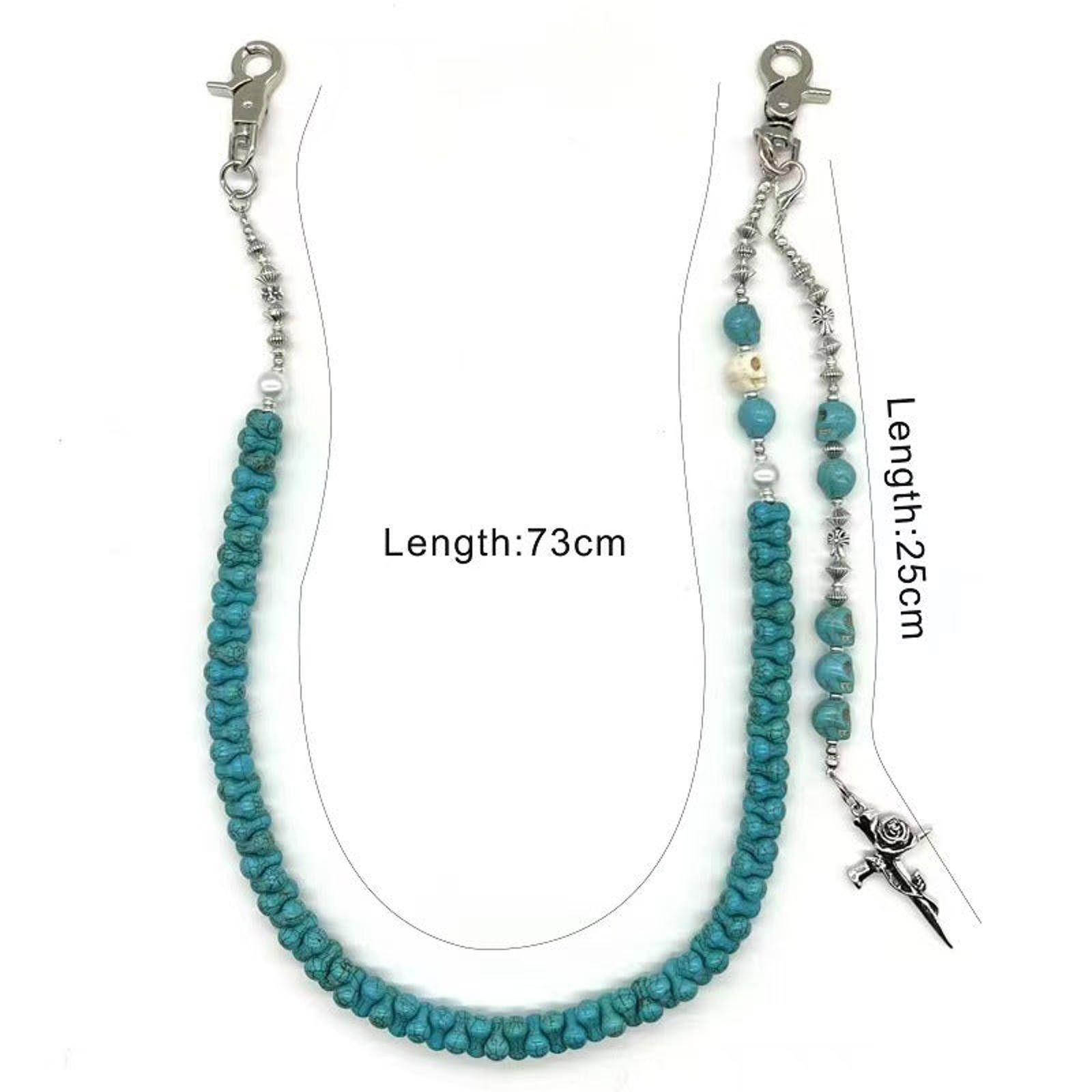 Jewelry Turquoise Beaded Chain with Skull Jewelry Size ONE SIZE - 5 Thumbnail