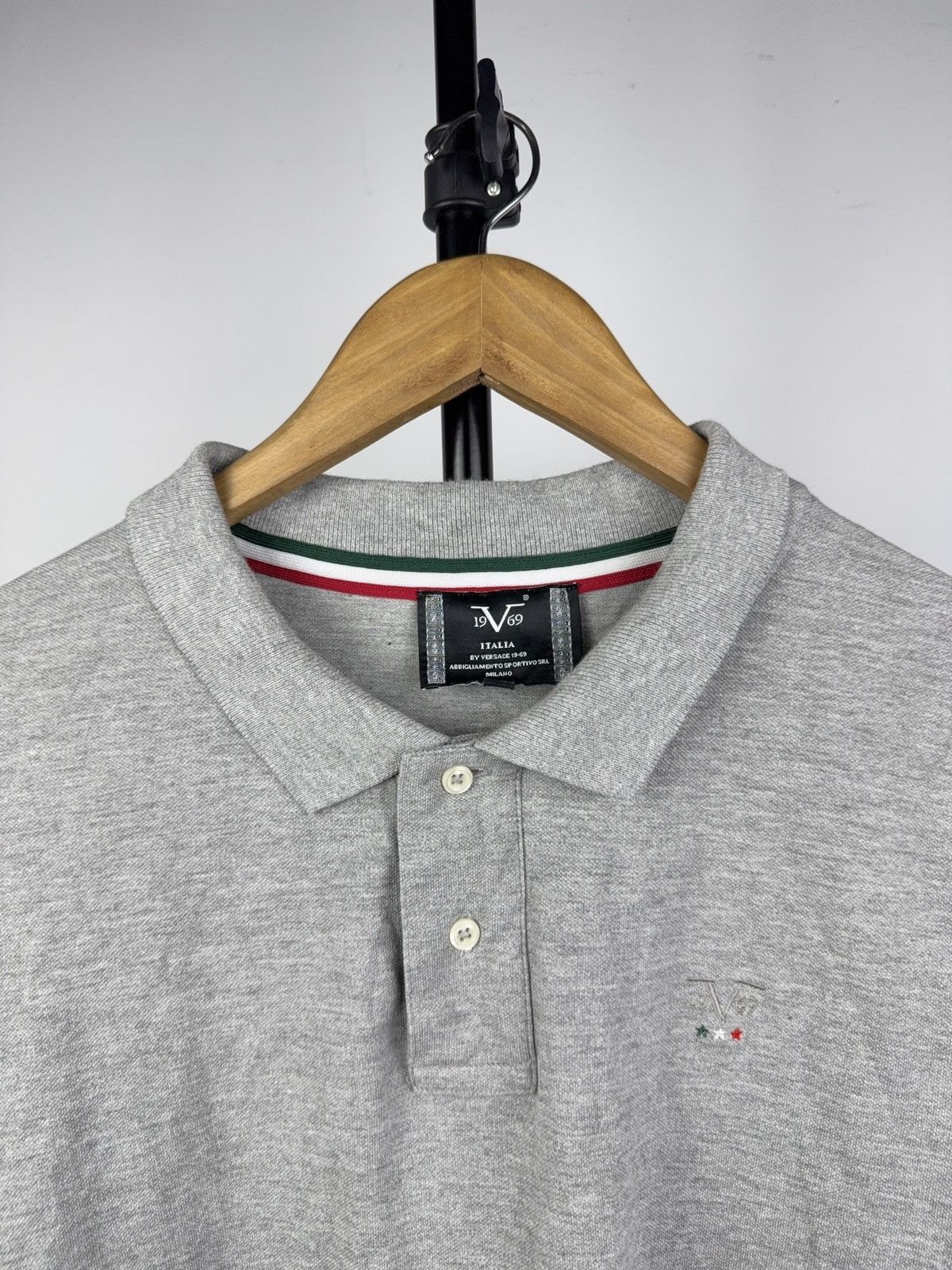 Versace Luxury 19V69 Italia Grey Cotton Polo Shirt with Logo XL Size US XL / EU 56 / 4 - 3 Thumbnail