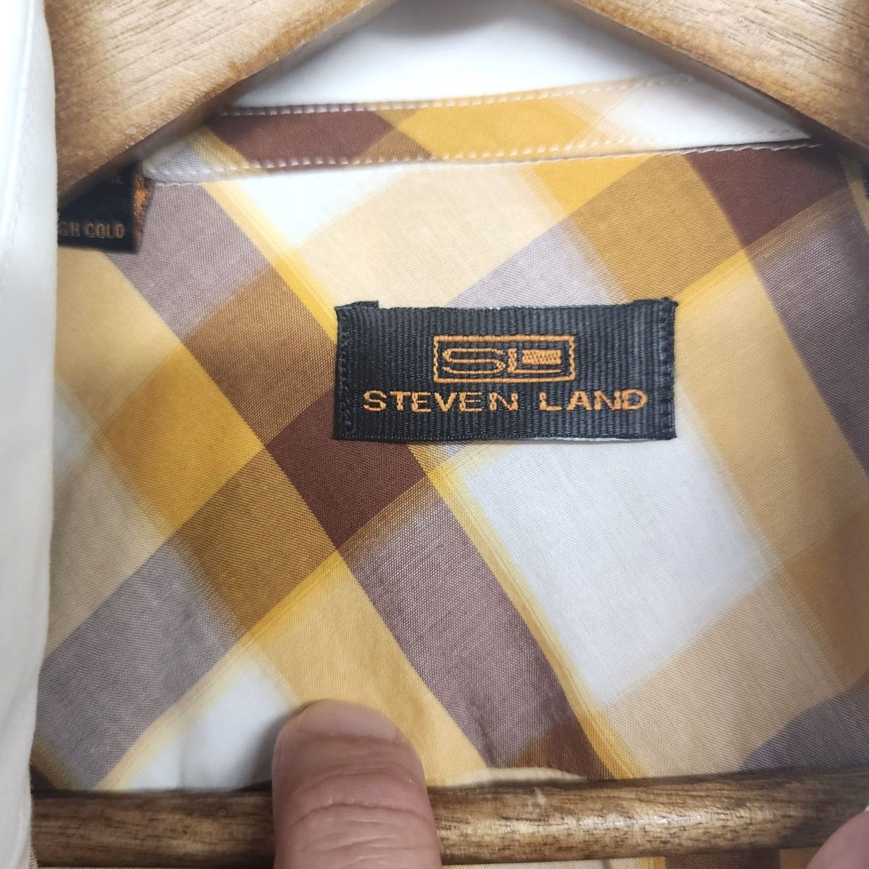 Steven Alan Steven Land Men Button Down Shirt Large Yellow Plaid Long Sleeve French Cuff Mens Size US L / EU 52-54 / 3 - 3 Thumbnail