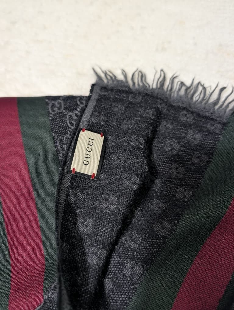 Gucci Gucci GG Monogram Web Scarf – Black Size ONE SIZE - 4 Thumbnail
