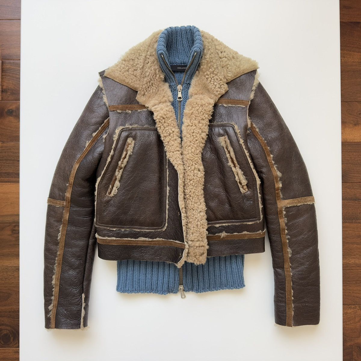 Dsquared2 Dsquared2 F/W 2002 Hybrid Knit & Leather Jacket Size US M / EU 48-50 / 2 - 5 Thumbnail