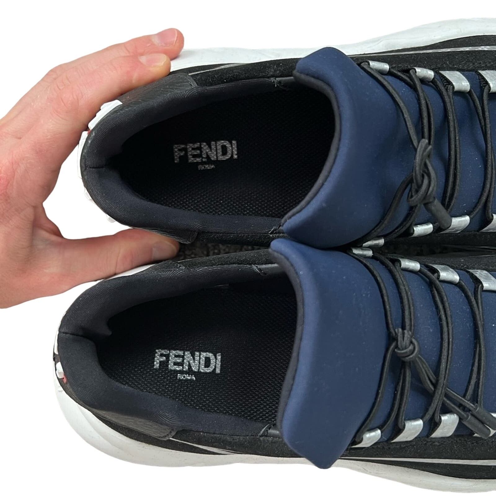 Fendi Fendi Men’s Neoprene Blue/White/Silver Slip-On Sneakers Size US 8 / EU 41 - 7 Thumbnail