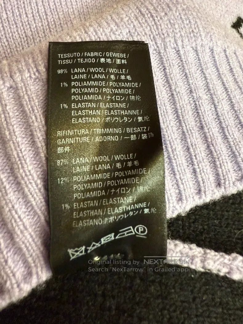Balenciaga Balenciaga Purple Taro Logo Full Print Wool Knit Sweater Size US M / EU 48-50 / 2 - 6 Thumbnail