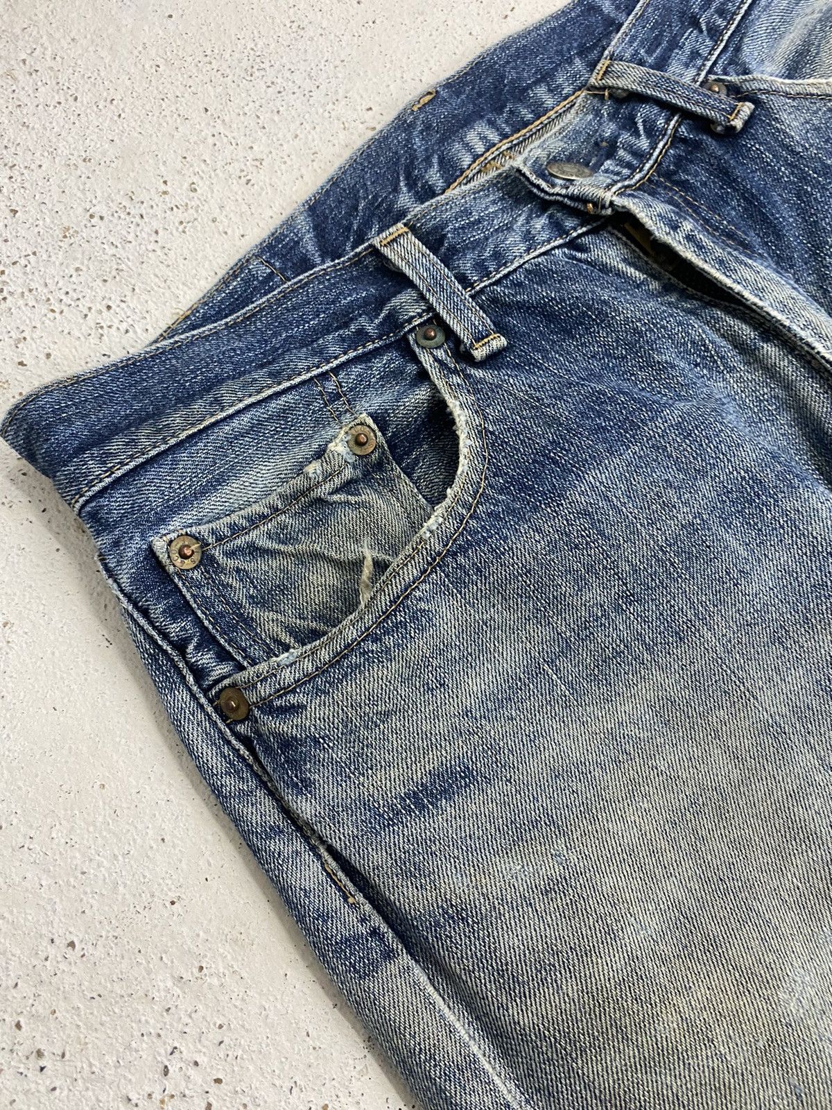 Levi's Levis 505 Japan Market J03 Button Distress Denim Washed Size US 30 / EU 46 - 9 Thumbnail