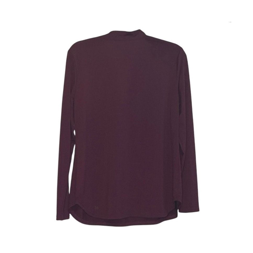 Other Burgundy Roll Tab Sleeve V Neck Blouse Long Sleeve Top L Size L / US 10 / IT 46 - 3 Thumbnail
