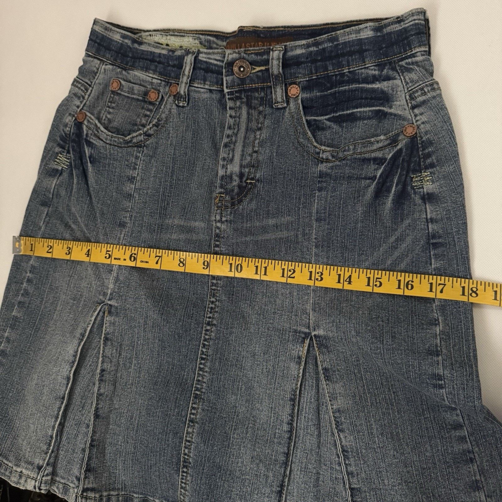 Other Vintage Y2K Denim Skirt Pleated Mini Jeans Embroidered 90’s Size 26" / US 2 / IT 38 - 5 Thumbnail