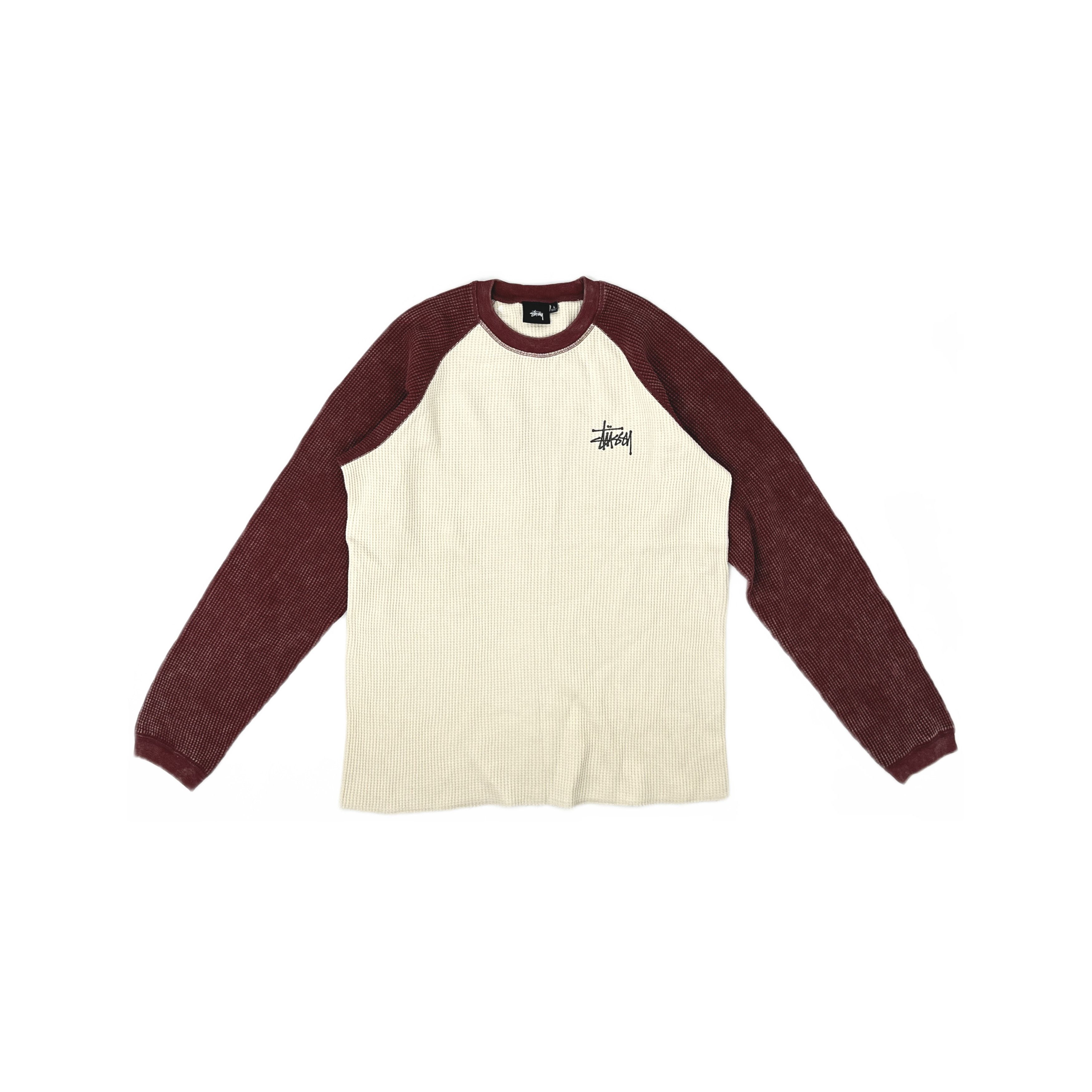 Stussy Two Tone Waffle Thermal Long Sleeve T-Shirt Size L