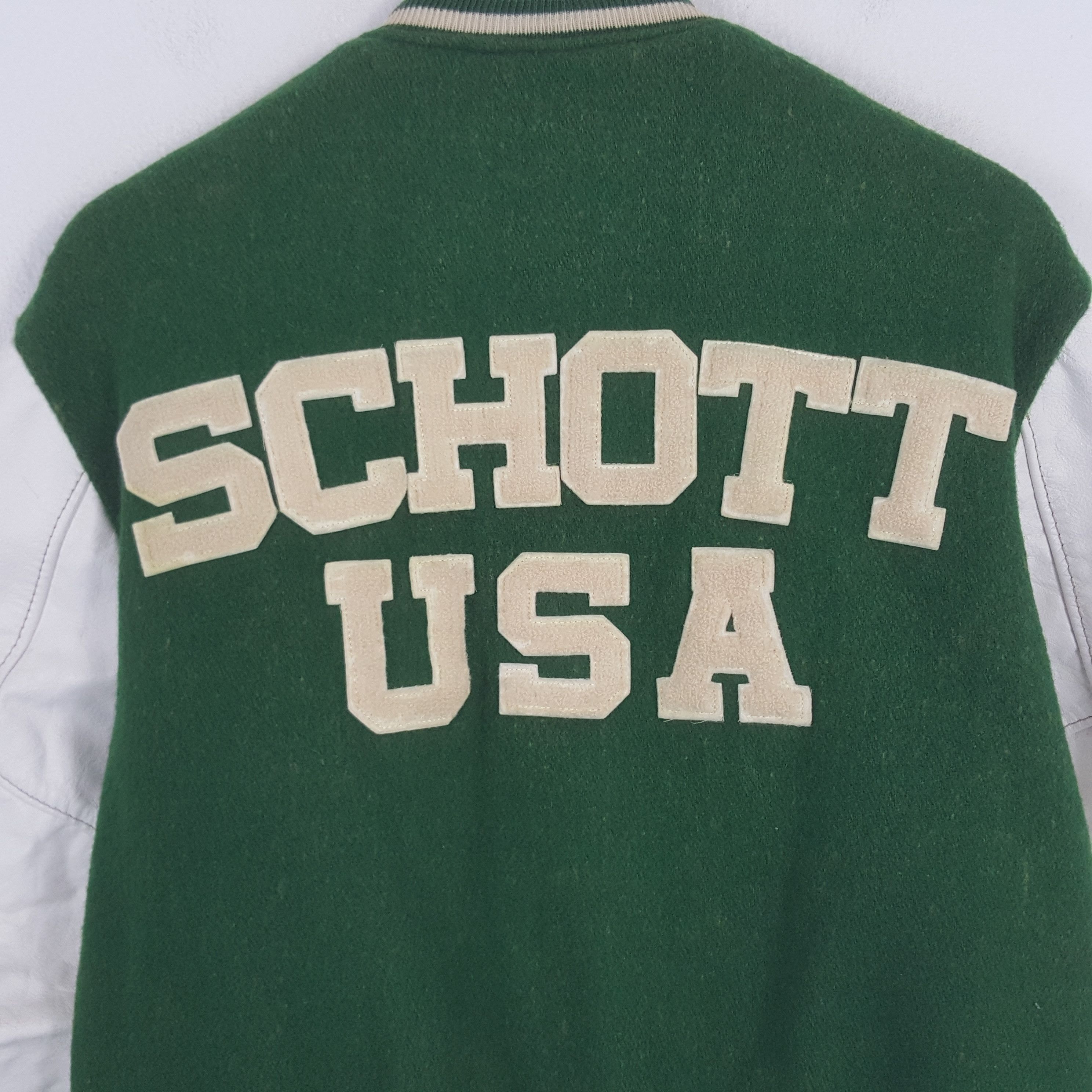 Schott × Vintage Vintage Schott USA Patch Varsity Leather Sleeve Jacket Size US M / EU 48-50 / 2 - 2 Thumbnail