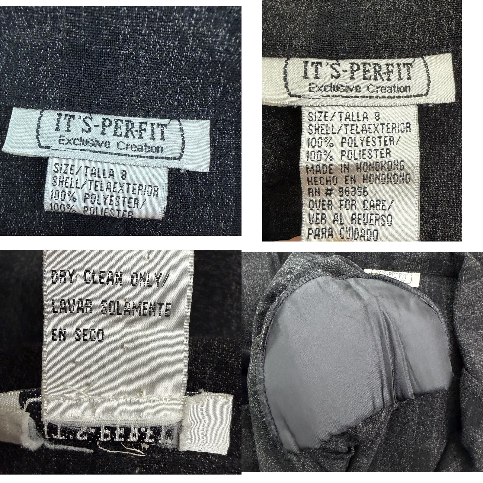 Vintage VINTAGE It's Perfit Plaid Blazer Womens M 8 Charcoal Gray Puff Sleeve 90s Y2K Size M / US 6-8 / IT 42-44 - 9 Thumbnail