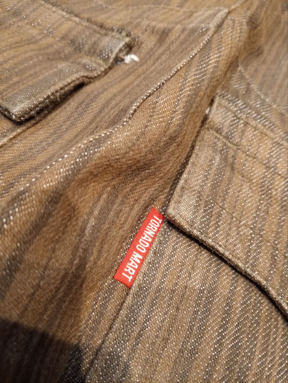 Tornado Mart TORNADO MART JAPAN BROWN STRIPED FLARED DENIM PANTS Size US 35 - 13 Thumbnail