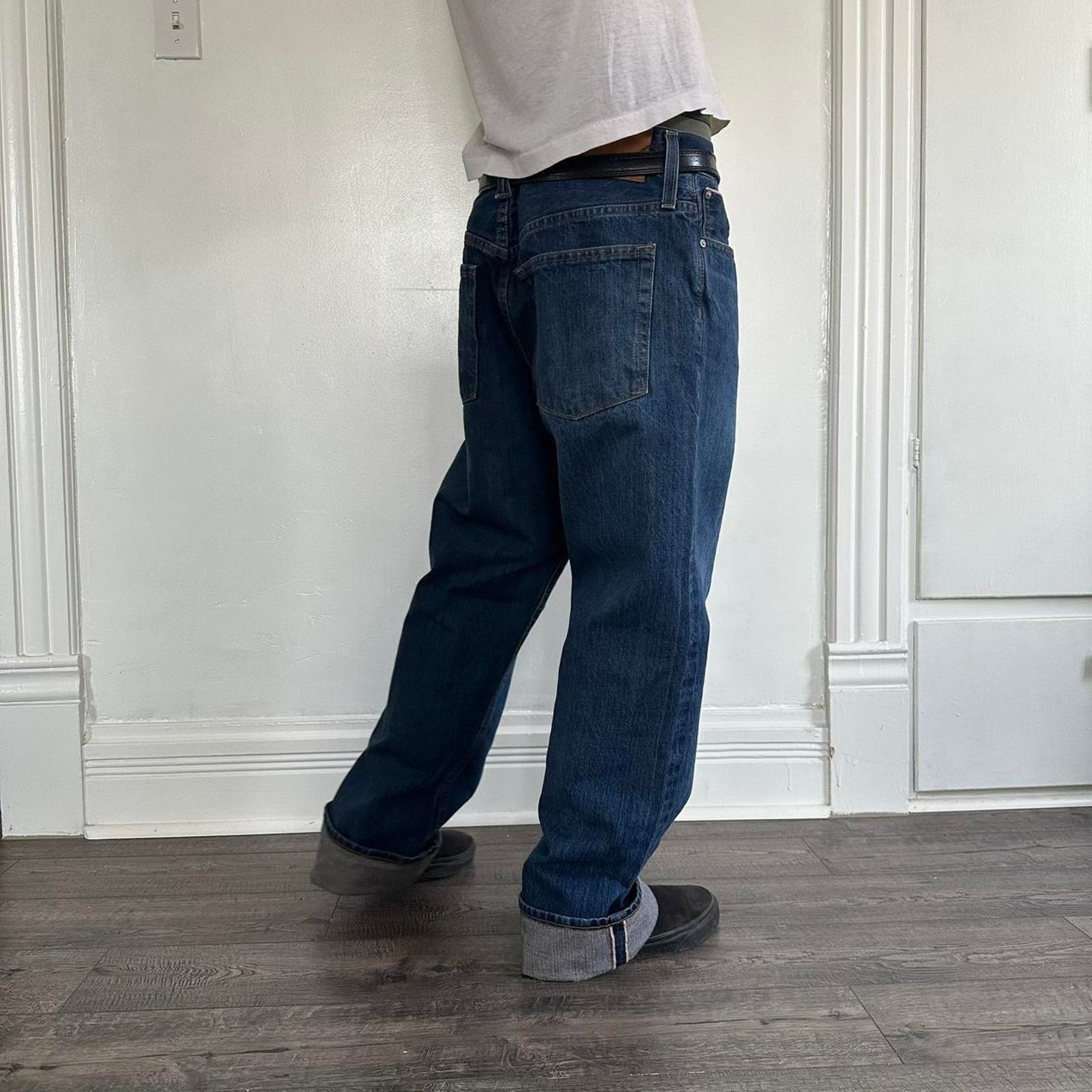 J.Crew × Vintage Dark Blue Indigo PointSur Straight Baggy Selvedge Denim Jean Size US 30 / EU 46 - 2 Thumbnail