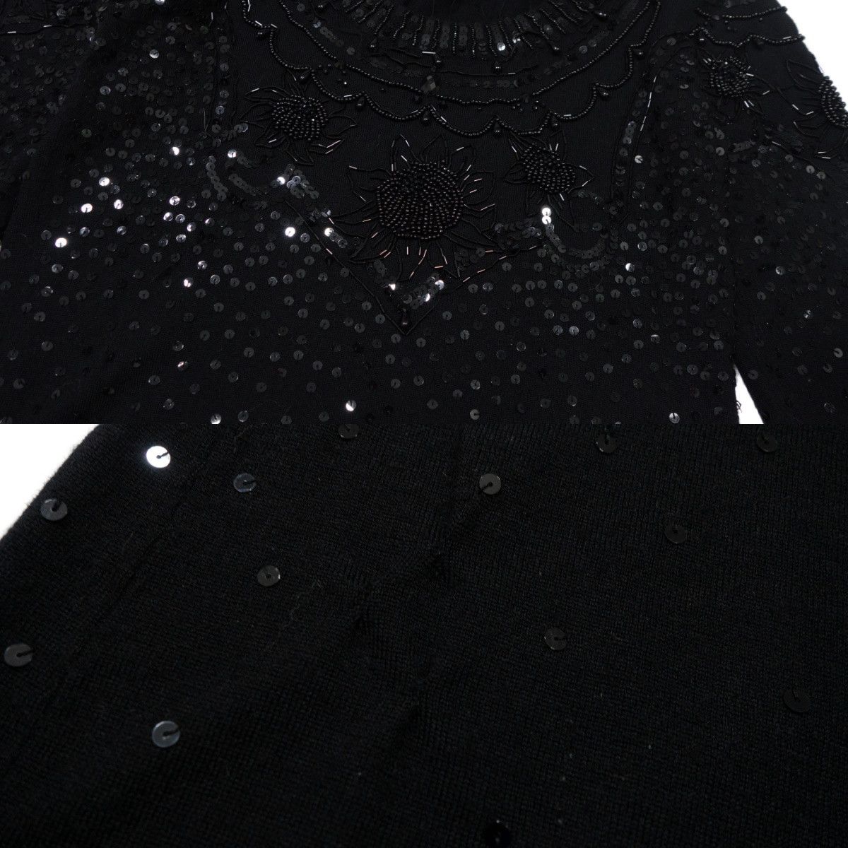 John Galliano 00s 100% Merino Wool Sequin Beaded Mini Dress Size M / US 6-8 / IT 42-44 - 8 Thumbnail