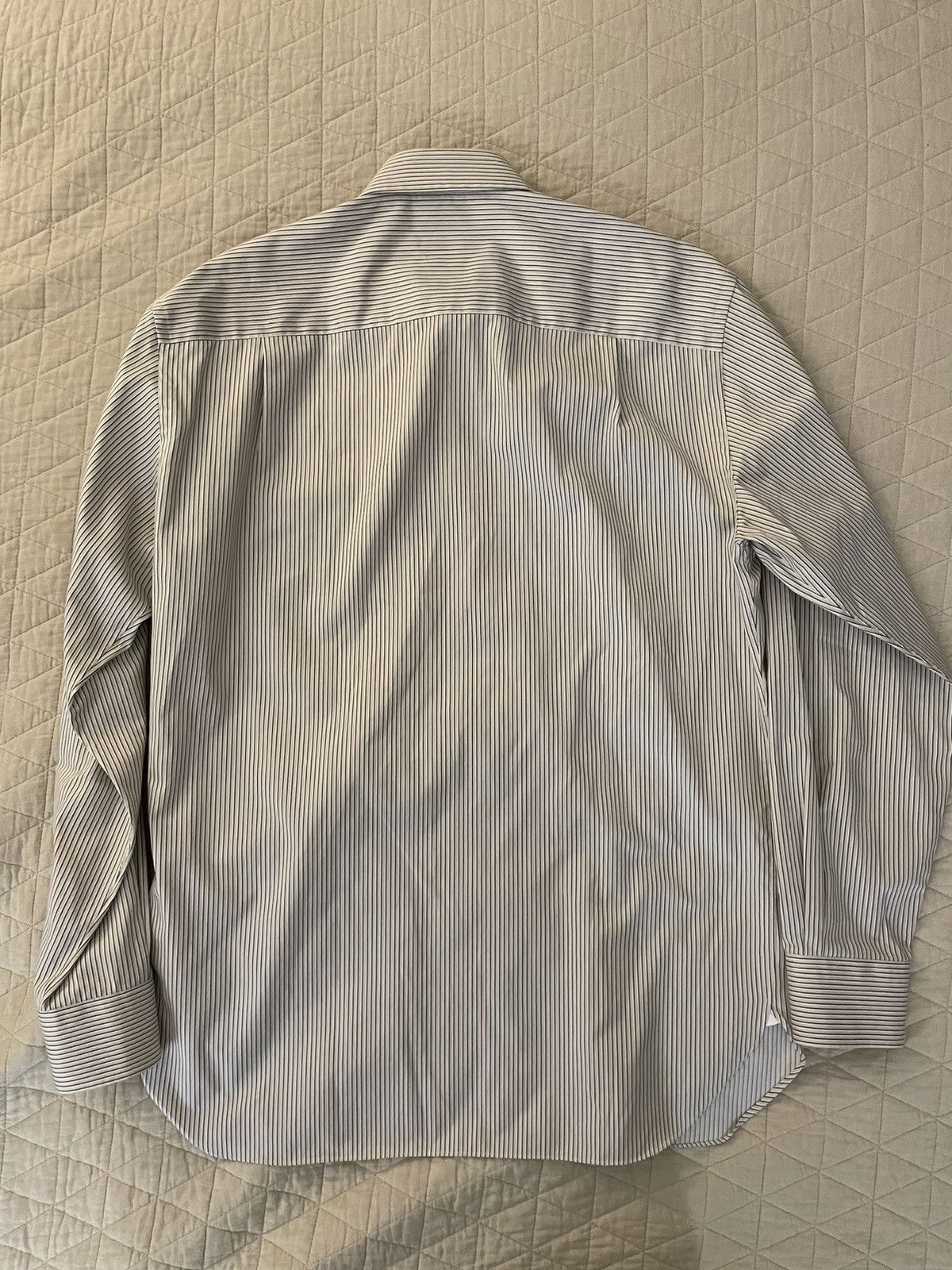 Ermenegildo Zegna Finely Striped Spread Collar Dress Shirt Size US L / EU 52-54 / 3 - 5 Thumbnail