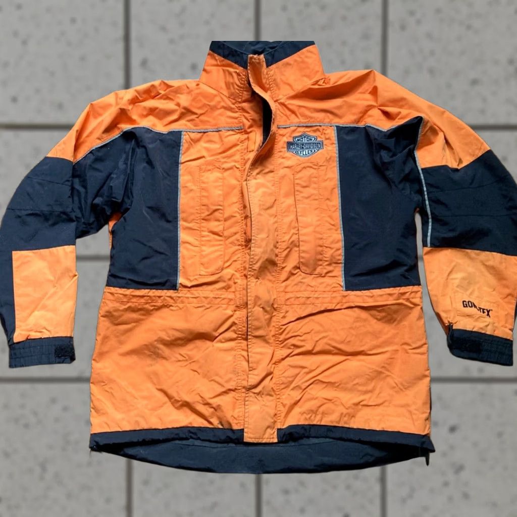 Harley Davidson Harley-Davidson Jacket Rain Coat GoreTex Orange Black Mens M Water Resistant Riding Motorcycle Outdoor Size US M / EU 48-50 / 2 - 1 Thumbnail