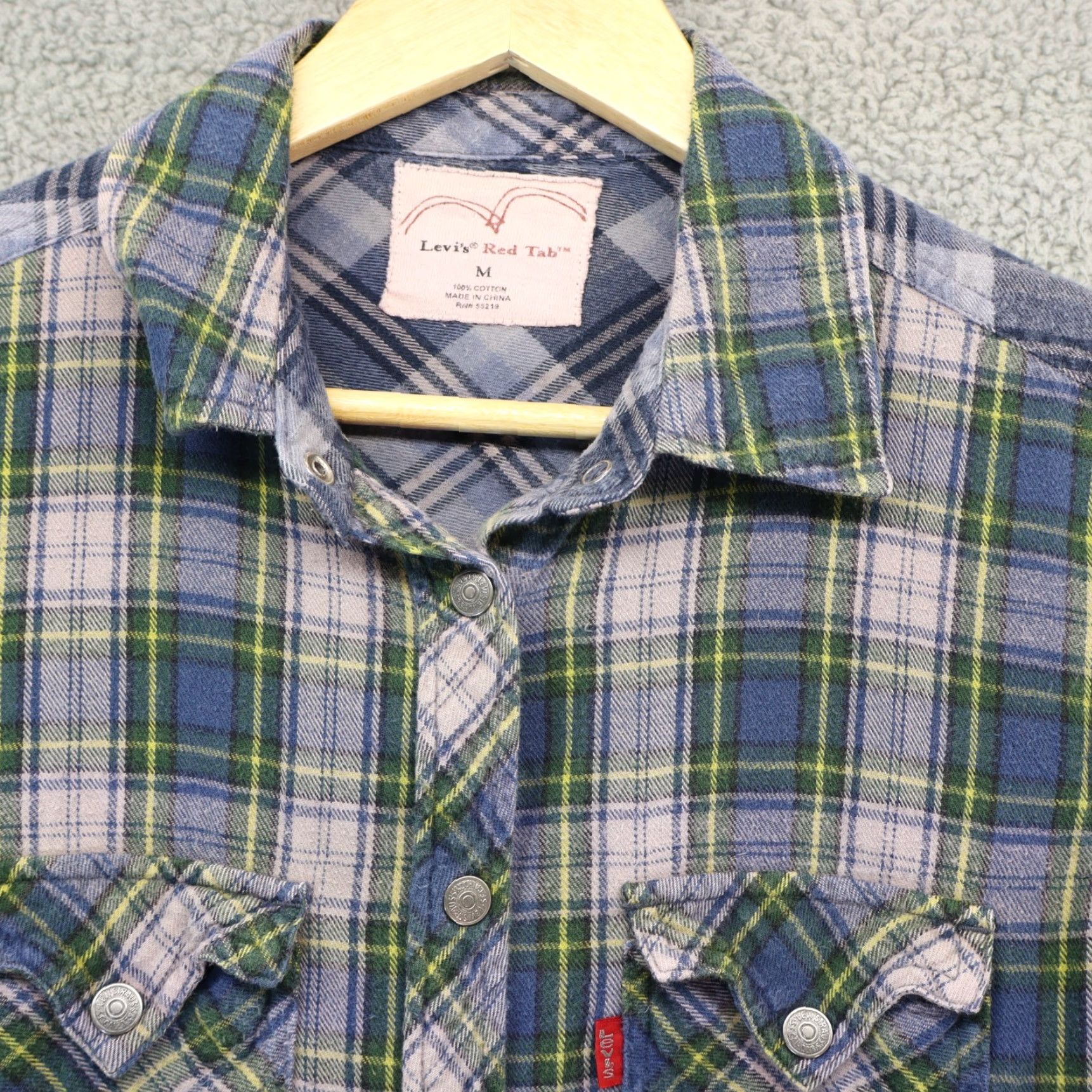Levi's Levi's Womens Medium Long Sleeve Metal Snap Western Blue Plaid Cotton Size M / US 6-8 / IT 42-44 - 2 Thumbnail