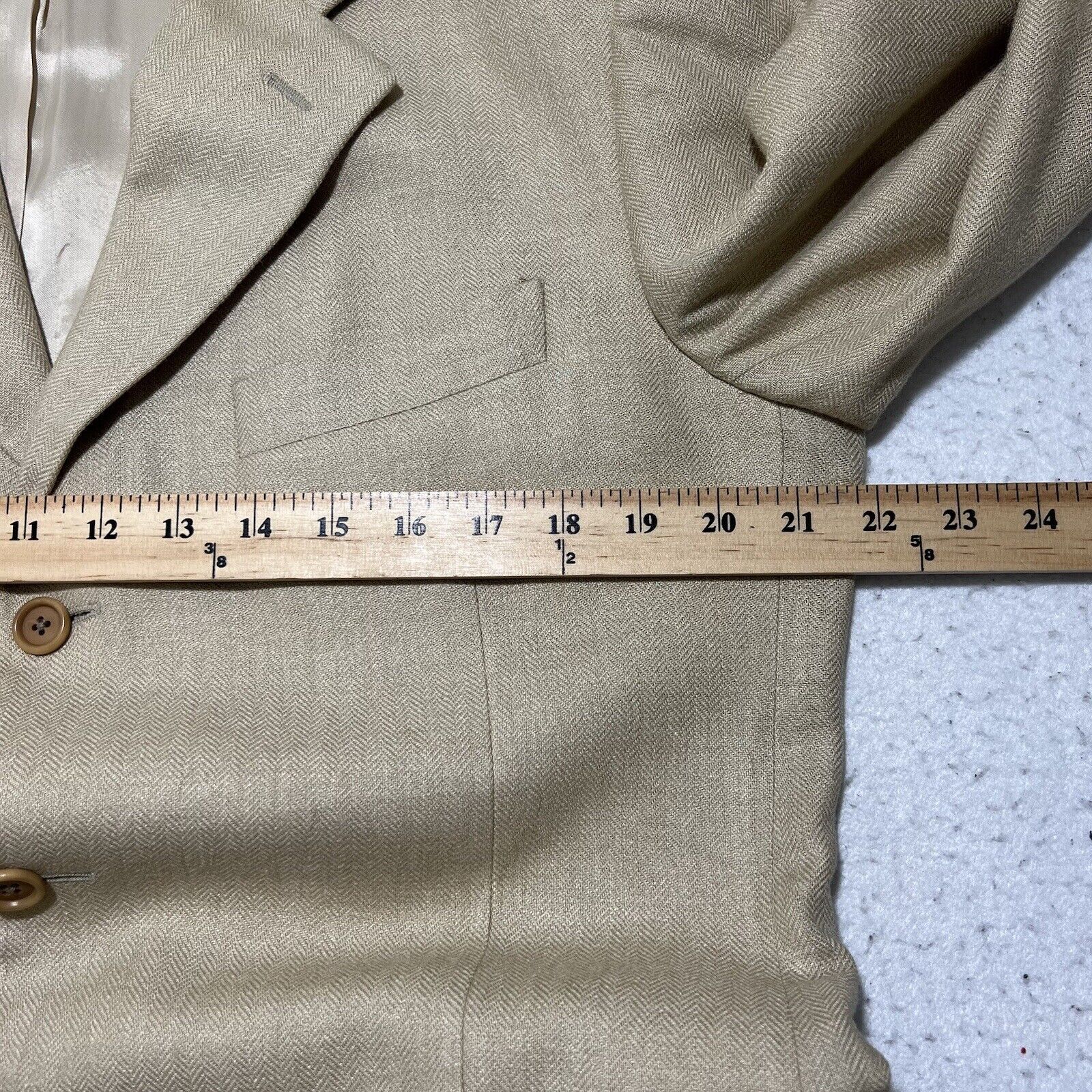 Zanieri Zanieri Italy Silk Blend Suit Jacket Beige Herringbone Coat Size 42R - 10 Thumbnail