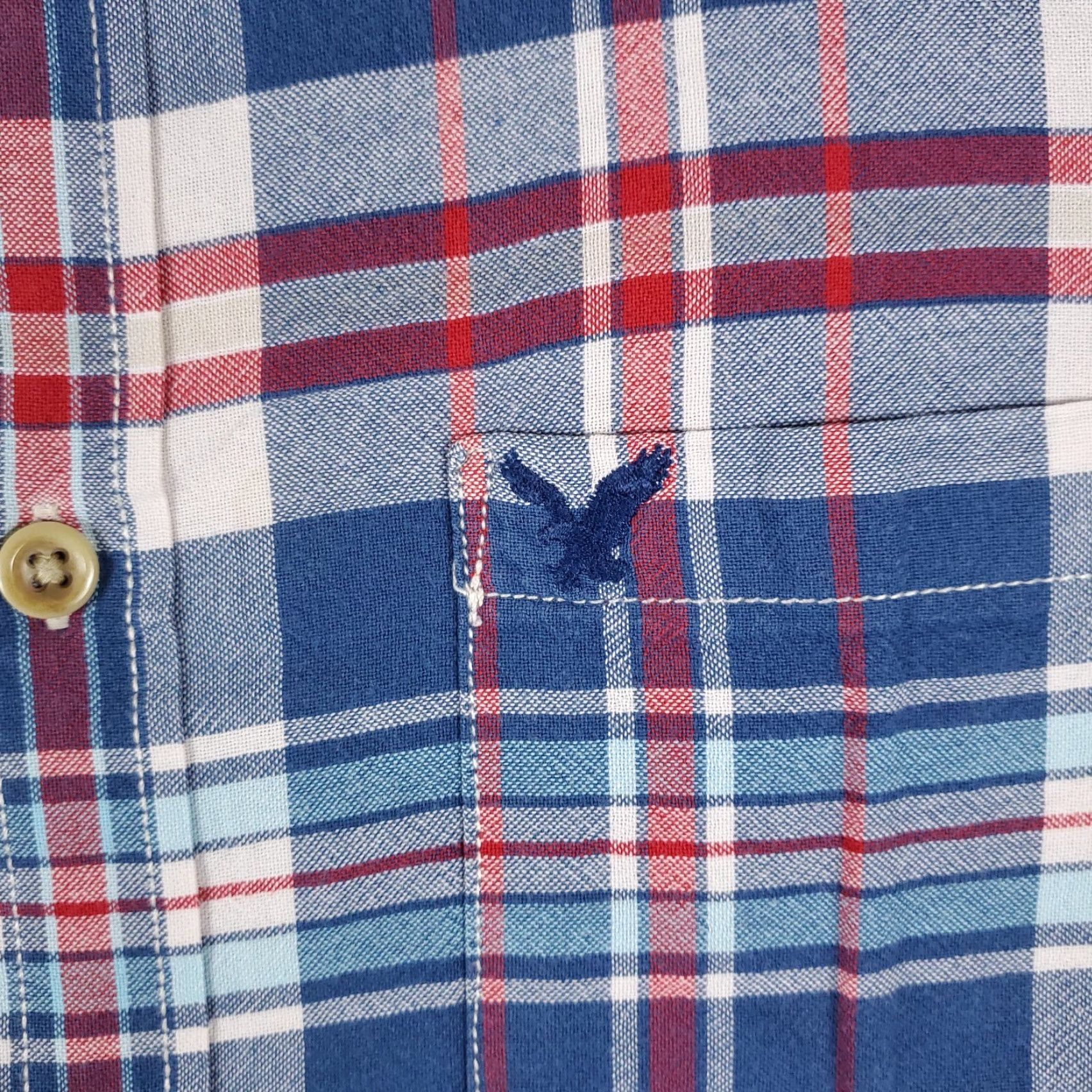 American Eagle Outfitters American Eagle Shirt Mens Large Blue Plaid Button-Up Short Sleeve Size US L / EU 52-54 / 3 - 2 Thumbnail