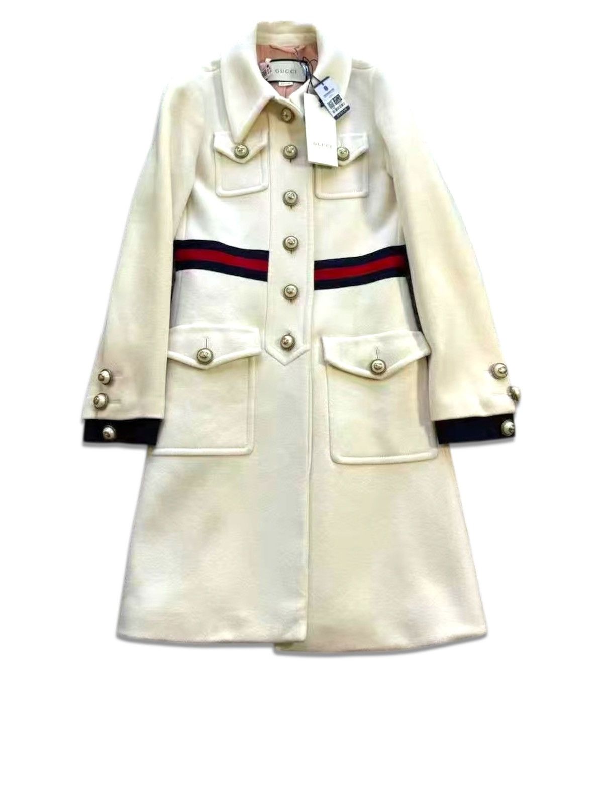 Gucci Gucci 36 GG Button White Wool Coat Jacket Size XS / US 0-2 / IT 36-38 - 1 Thumbnail
