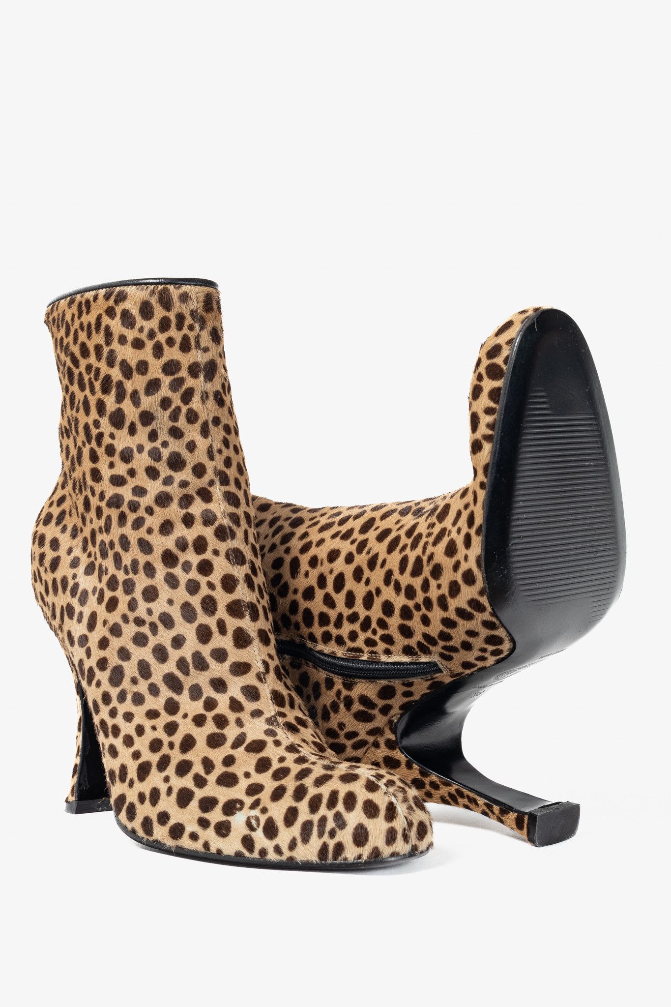 Versace Gianni Versace Camel & Brown Cheetah Calf-Hair Booties Size US 7.5 / IT 37.5 - 4 Thumbnail