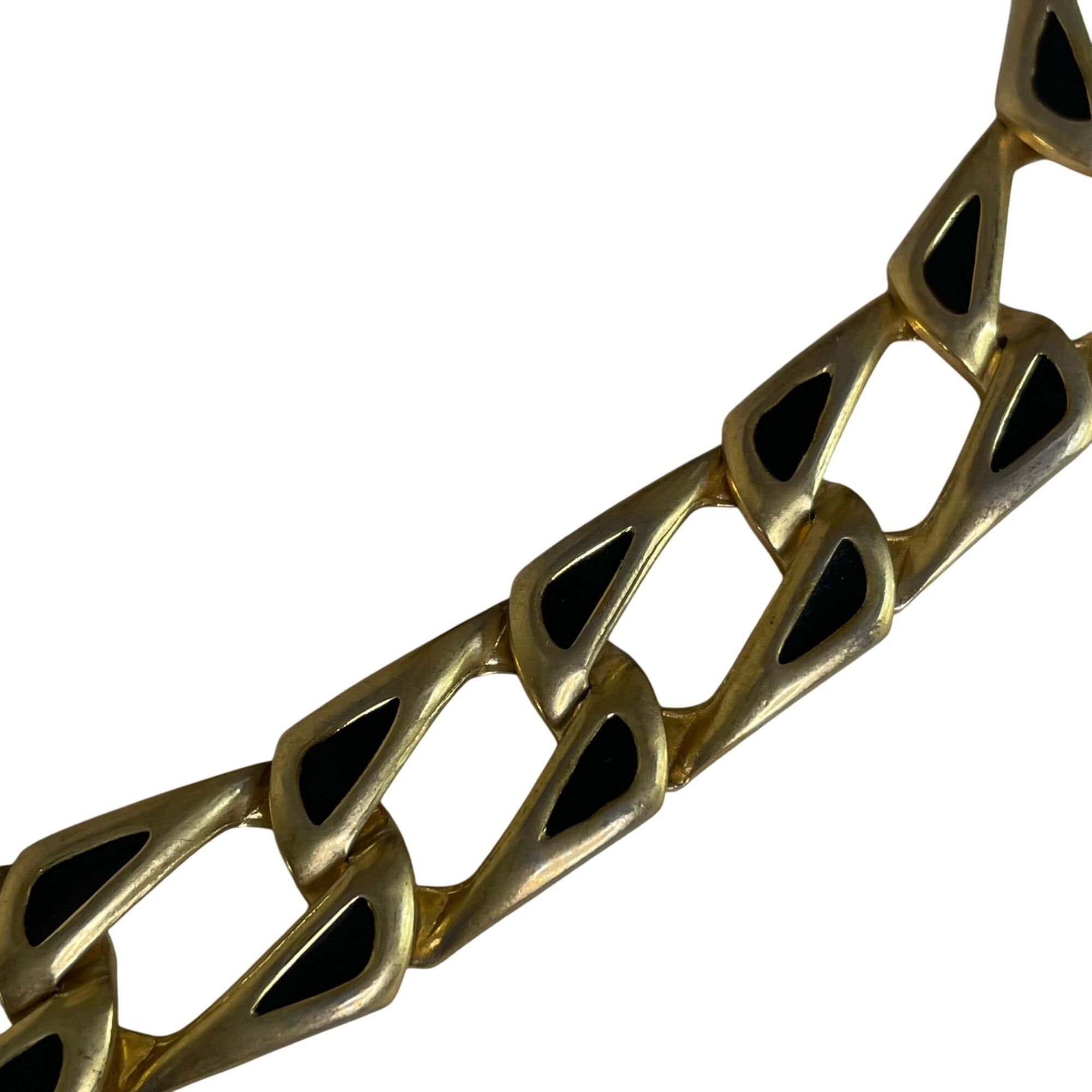 Other Vintage Gold Tone Chain Link Choker Necklace Black Enamel Ac Size ONE SIZE - 3 Thumbnail