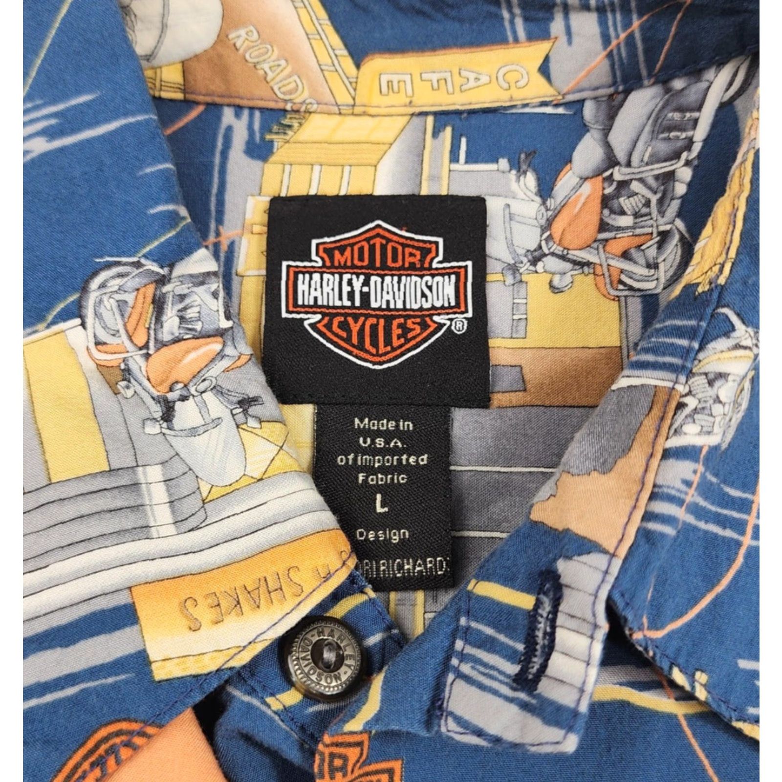 Harley Davidson VINTAGE Harley-Davidson Shirt Mens Large Blue Hawaiian Aloha Tori Richard 90s Size US L / EU 52-54 / 3 - 5 Thumbnail