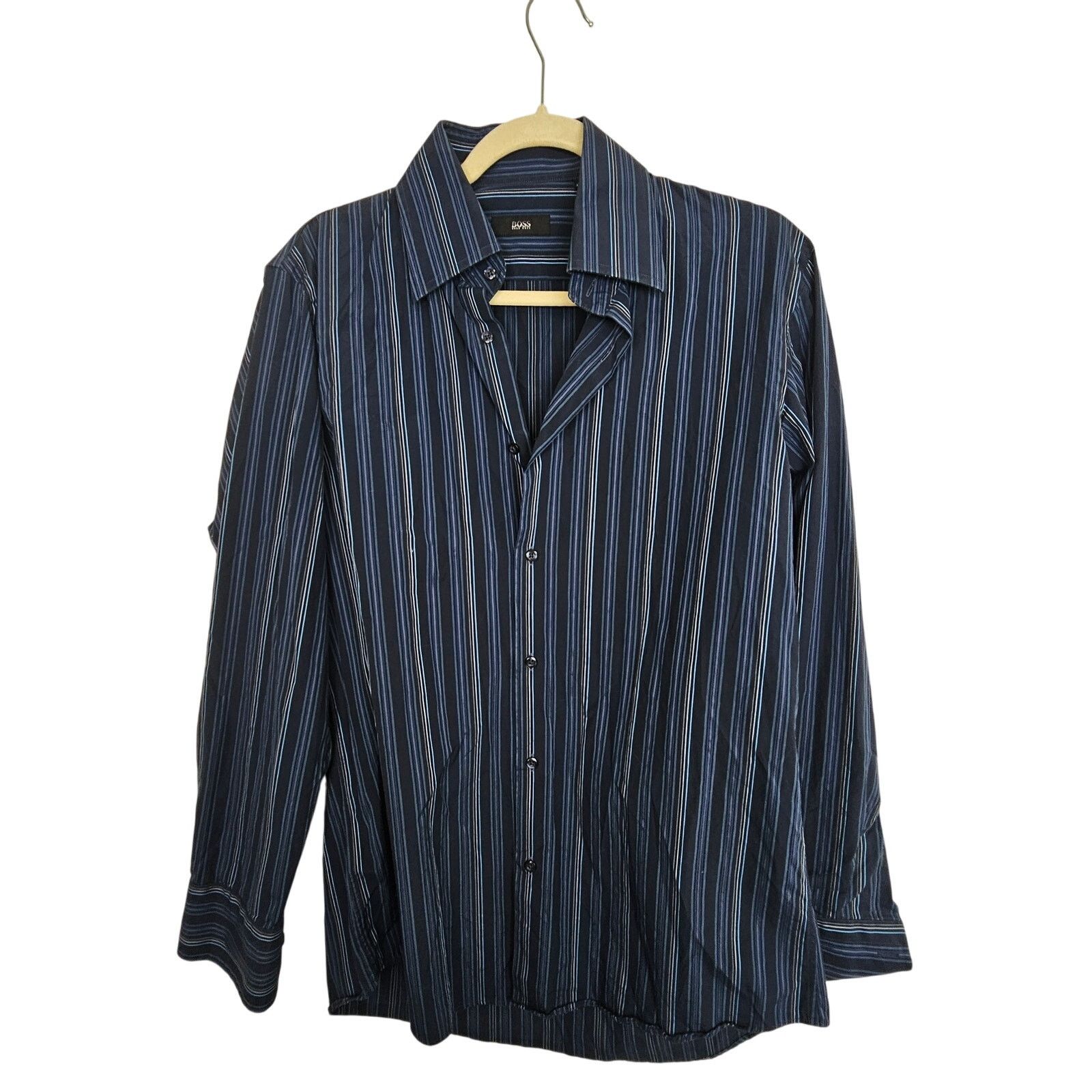 Hugo Boss Boss Hugo Boss Dress Shirt Blue Striped Button Up 32/33 Size US XS / EU 42 / 0 - 1 Thumbnail