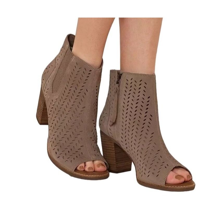 Toms Toms Desert Taupe Suede Majorca Heeled Peep toe ankle Boot W Size US 8 / IT 38 - 13 Thumbnail