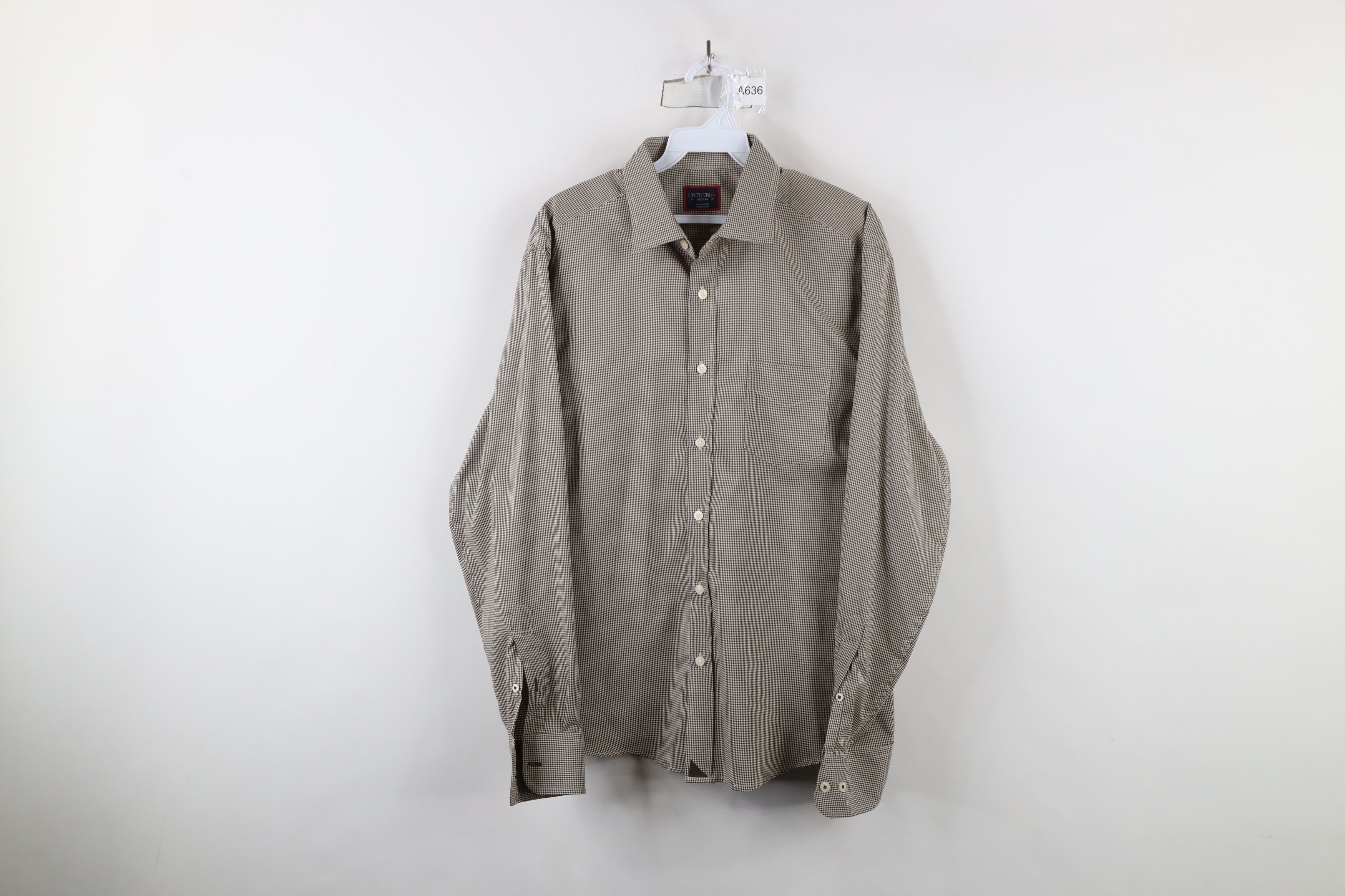 UNTUCKit × Vintage Untuckit Gingham Knit Collared Button Shirt Brown Polyester Size US M / EU 48-50 / 2 - 1 Thumbnail