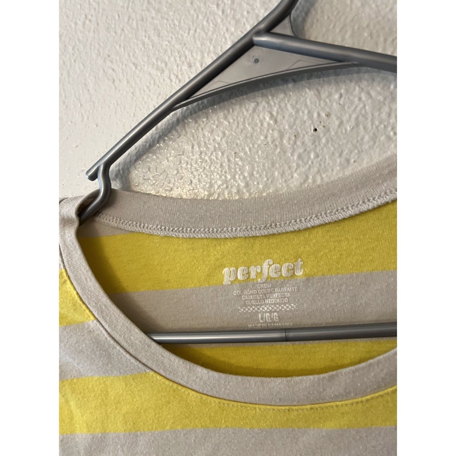 Old Navy Old Navy Women L Striped Long Sleeve T-Shirt - Cotton Top Yellow Gray Striped Size L / US 10 / IT 46 - 2 Thumbnail