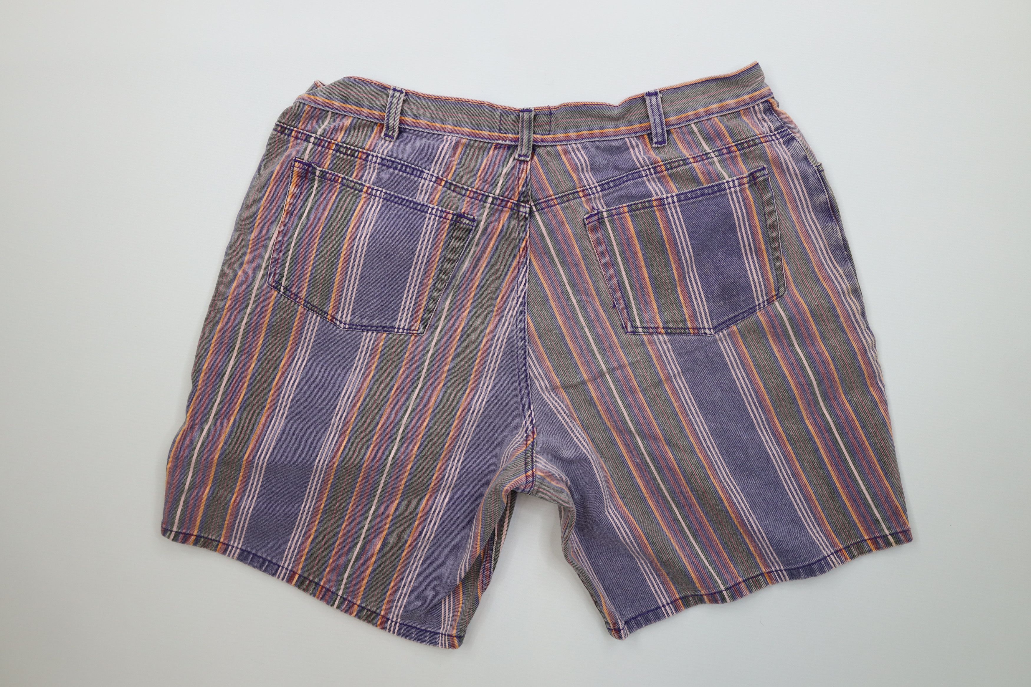 Vintage Vintage 90s Streetwear Striped Above Knee Denim Shorts Size US 36 / EU 52 - 12 Thumbnail