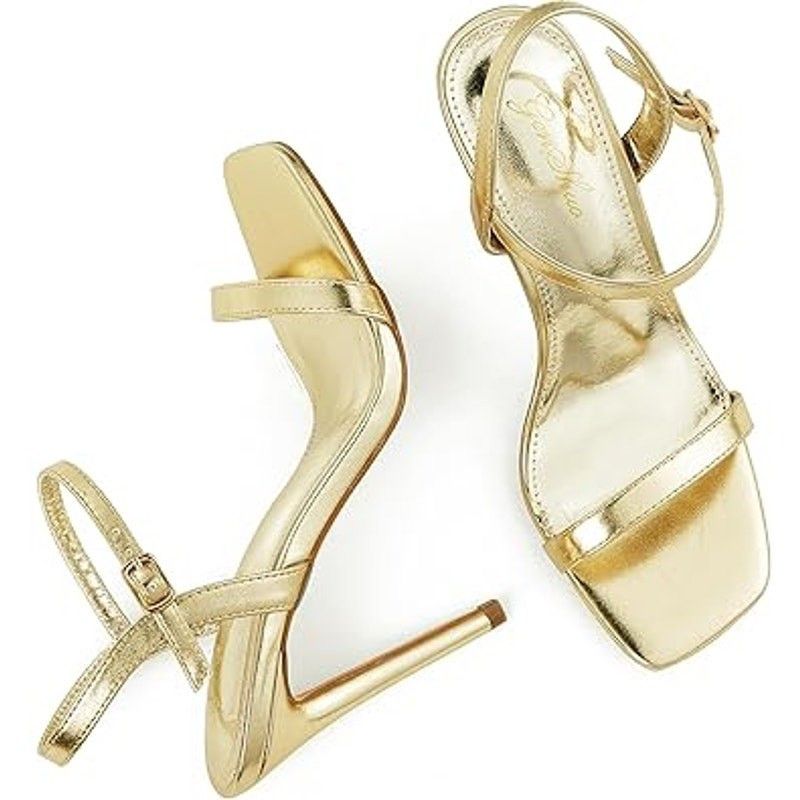 Other Genshuo Women's Size 6 Shiny Gold Open Toe Heels Sandals Size US 6 / IT 36 - 3 Thumbnail