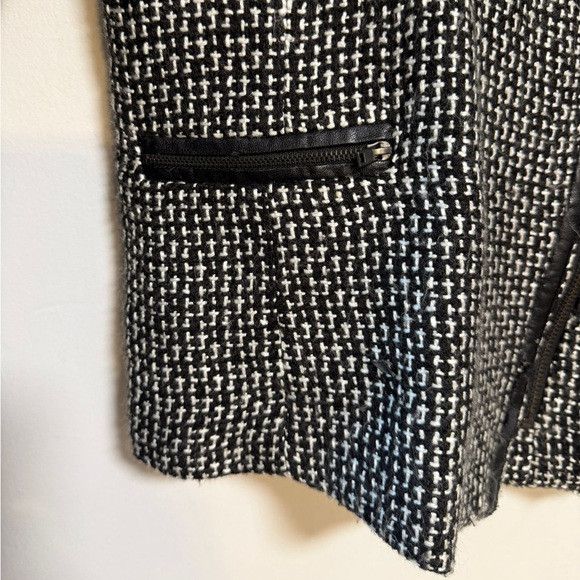 Sandro Sandro Tweed Moto Jacket Black & White Size L Size L / US 10 / IT 46 - 6 Thumbnail