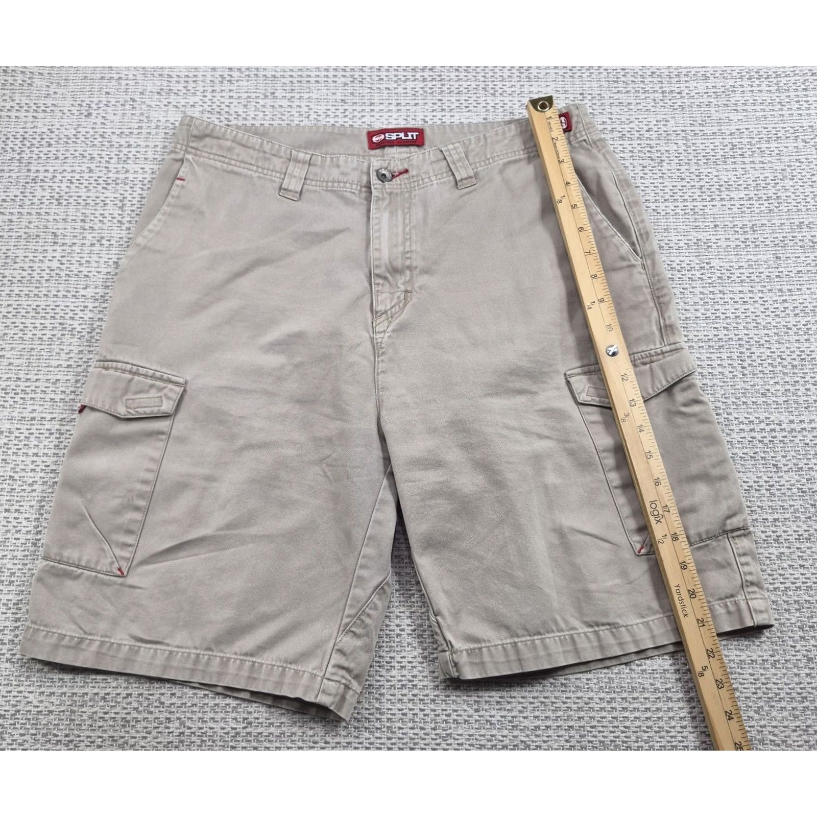 Vintage Split Cargo Shorts Mens 32 Beige Canvas Cotton Relaxed Fit Casual Summer Size US 32 / EU 48 - 5 Thumbnail