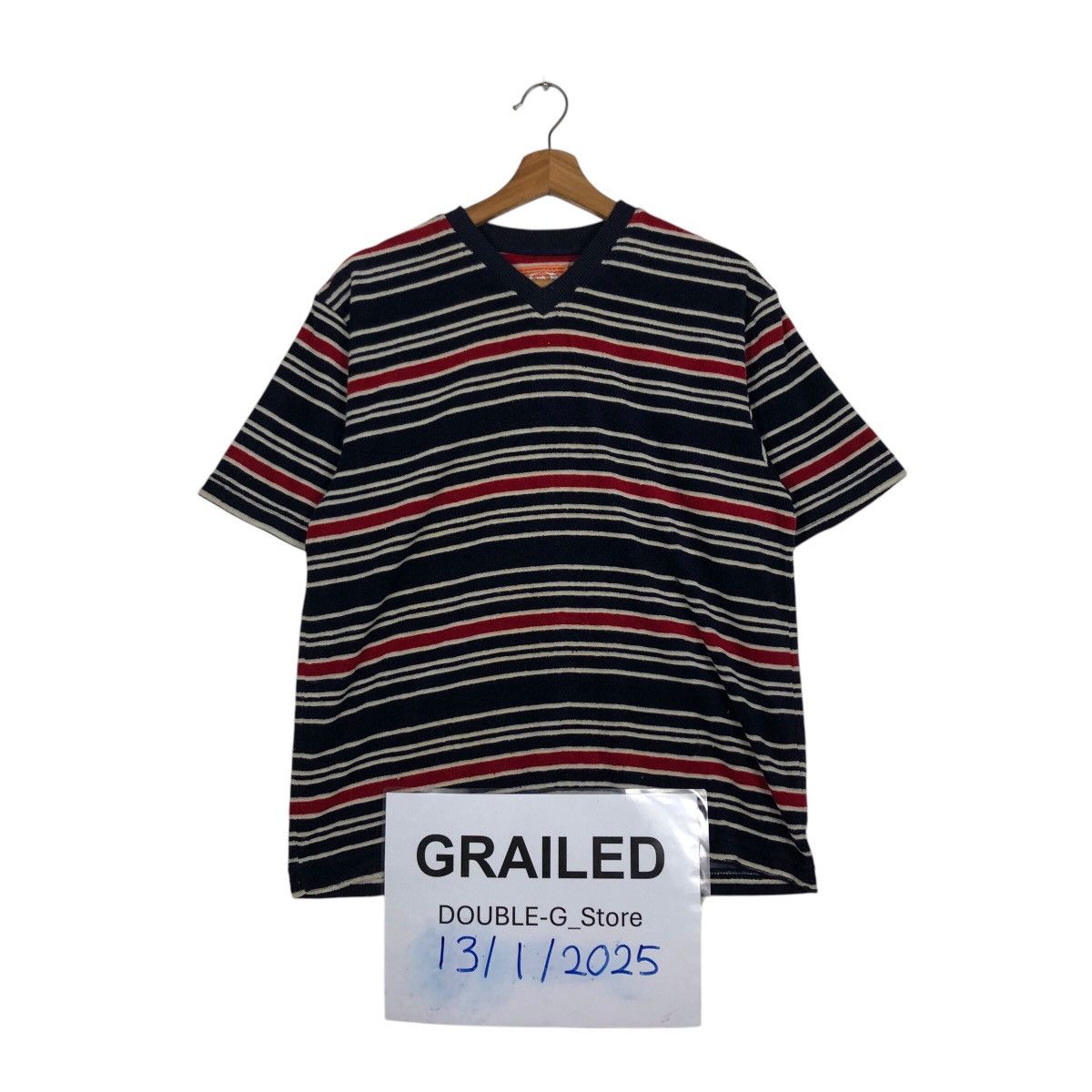 Japanese Brand 📌Vintage Striped Design T-Shirt Round Neck Piko Size US M / EU 48-50 / 2 - 1 Thumbnail